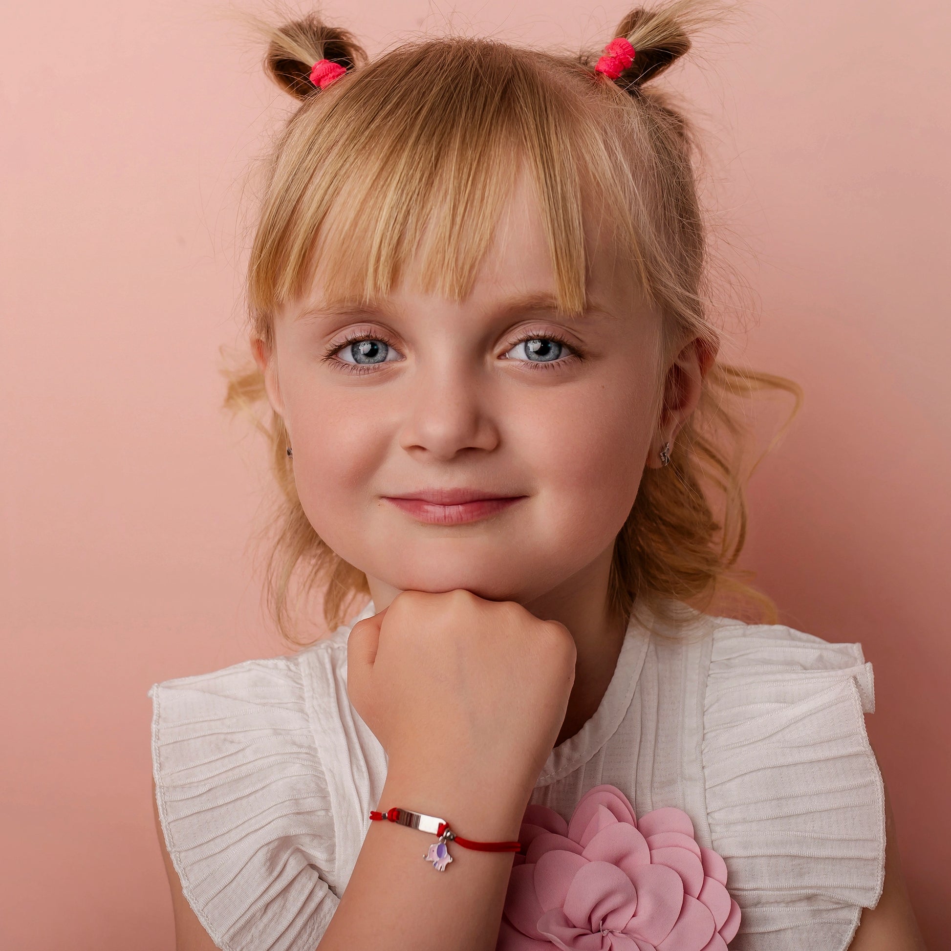 Silver Bracelet for Girl Red Cord Elephant