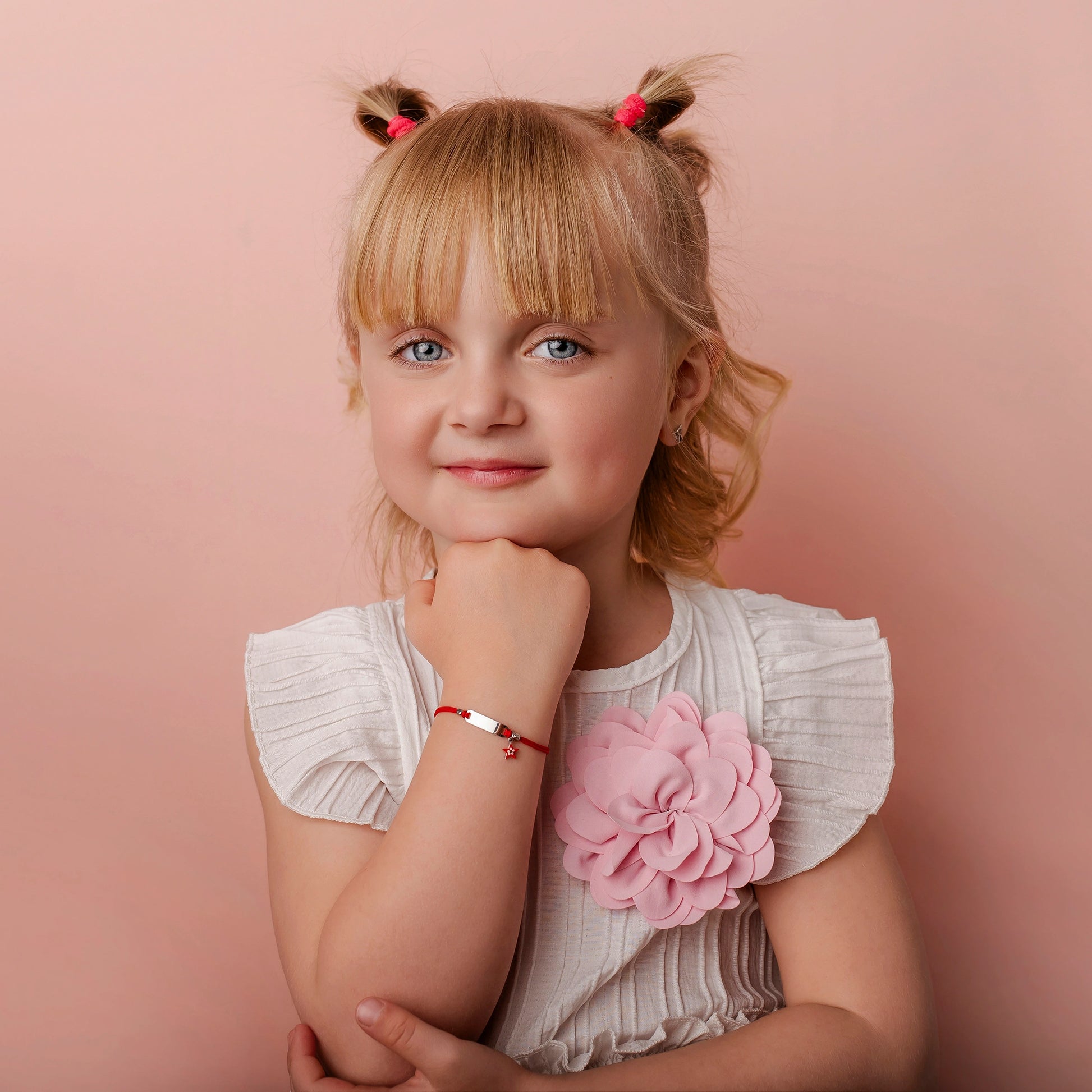 Silver Bracelet for Girls Red Cord Star