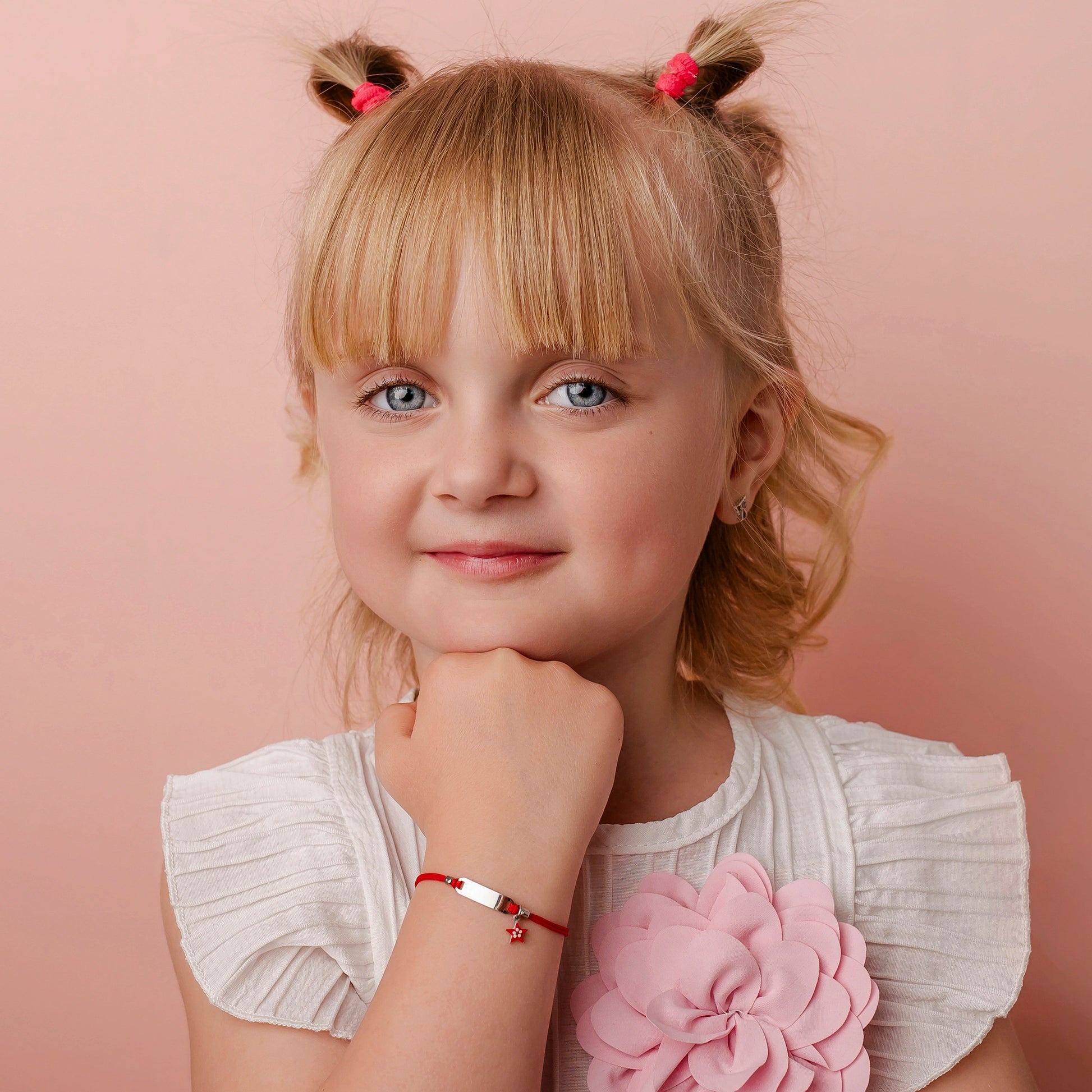 Silver Bracelet for Girls Red Cord Star
