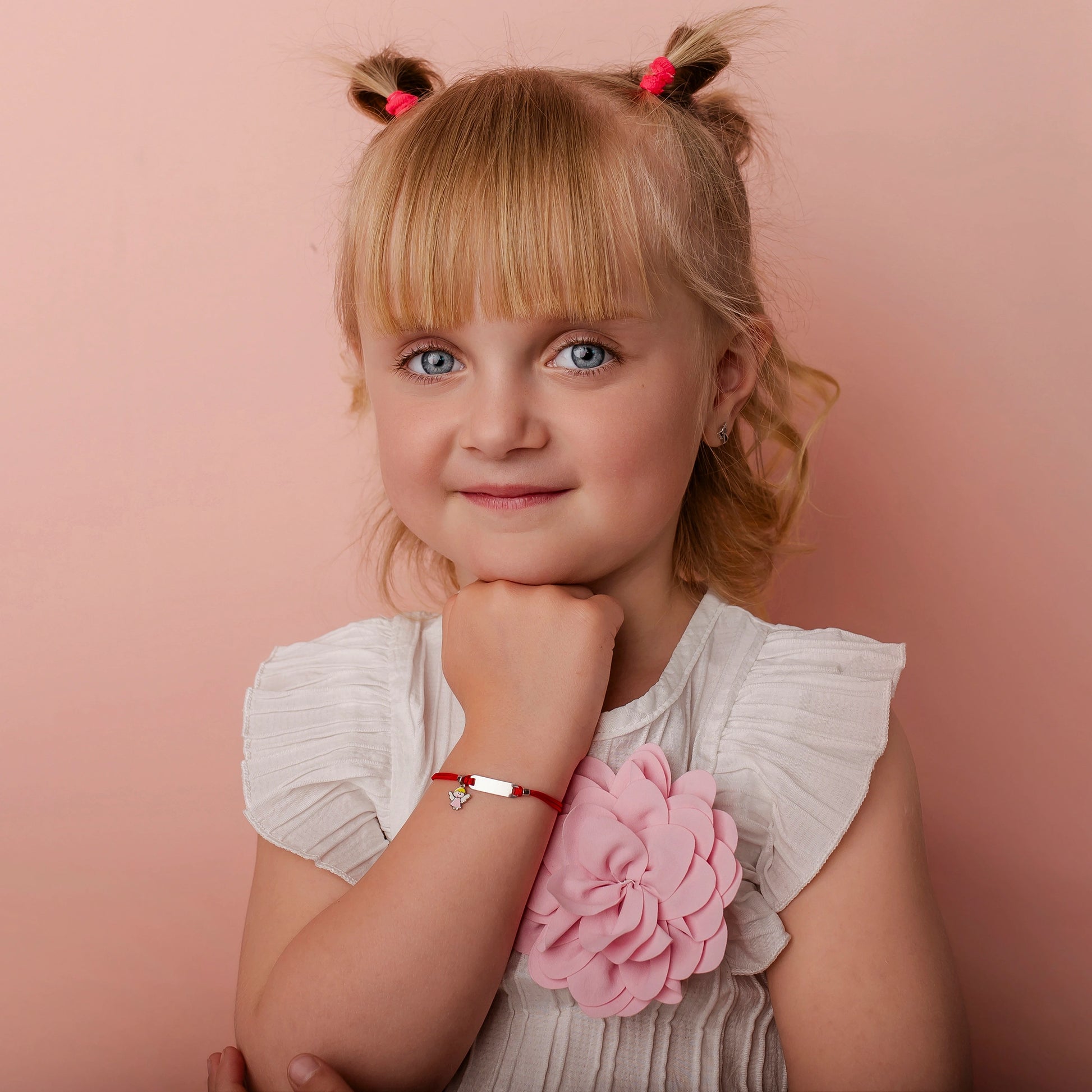 Silver Bracelet for Girls Red Cord Angel