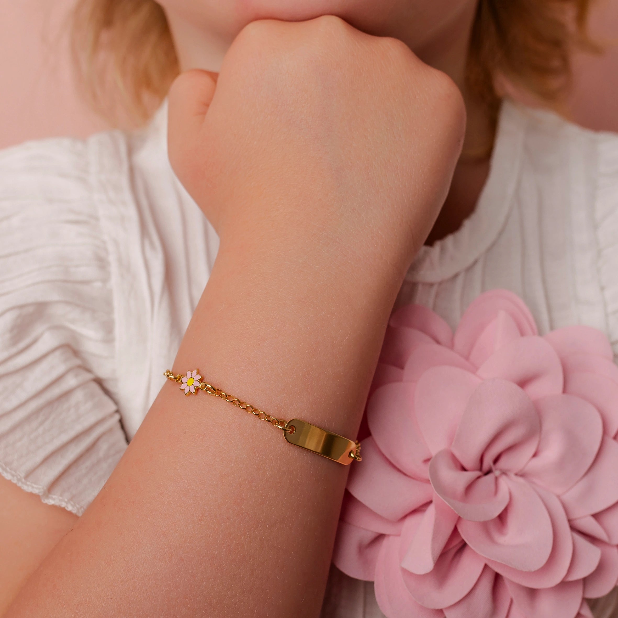 Silver Bracelet with Flower and Smooth Heart