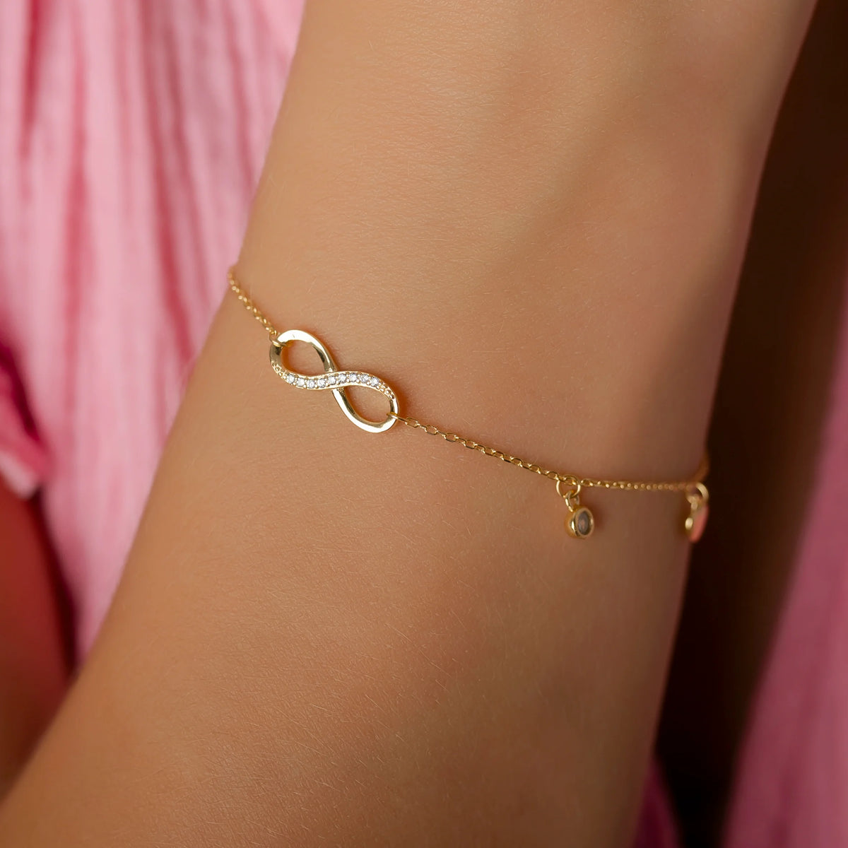 Silver Bracelet Infinity Rhinestone Heart