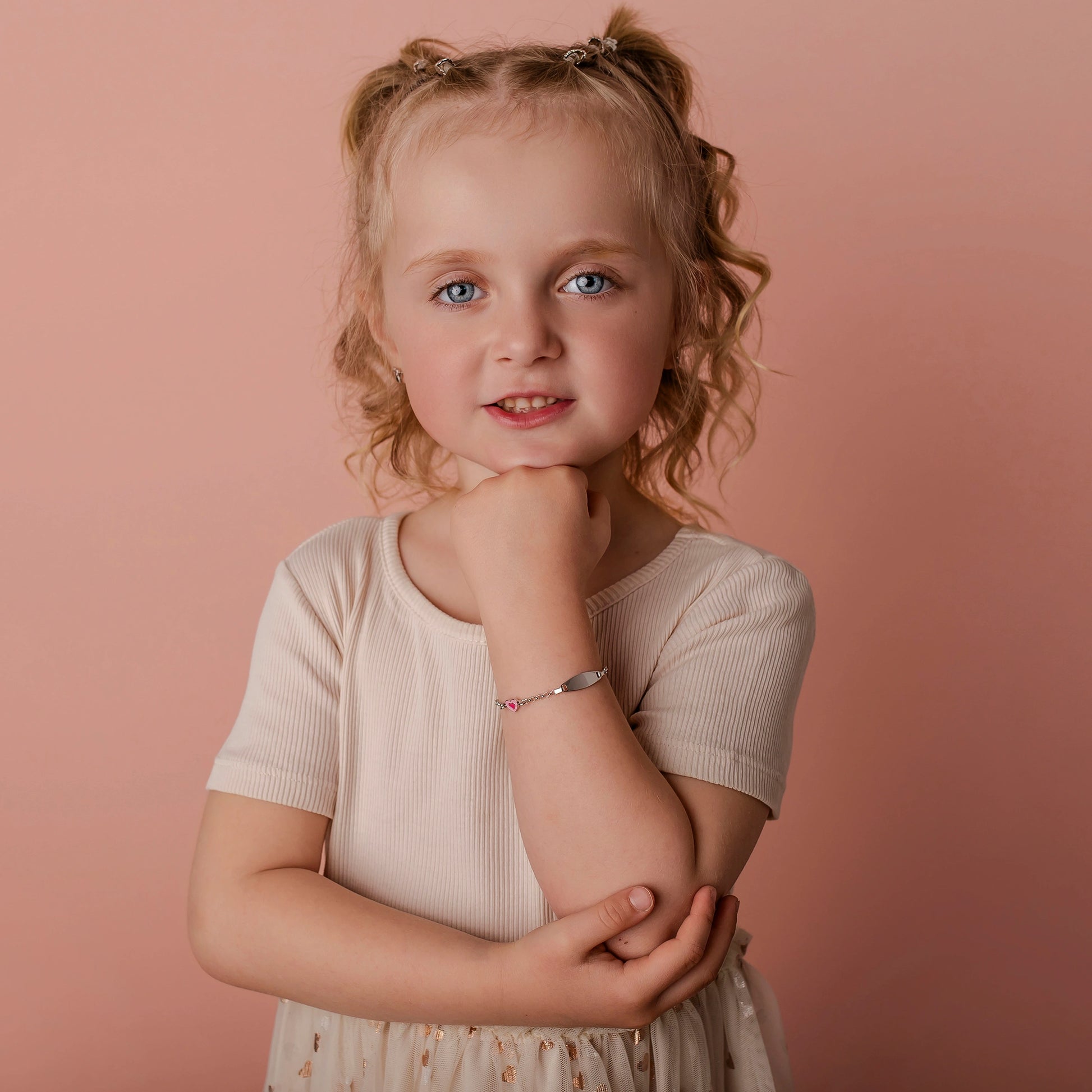 Bracelet avec Cœur Émaillé Rose