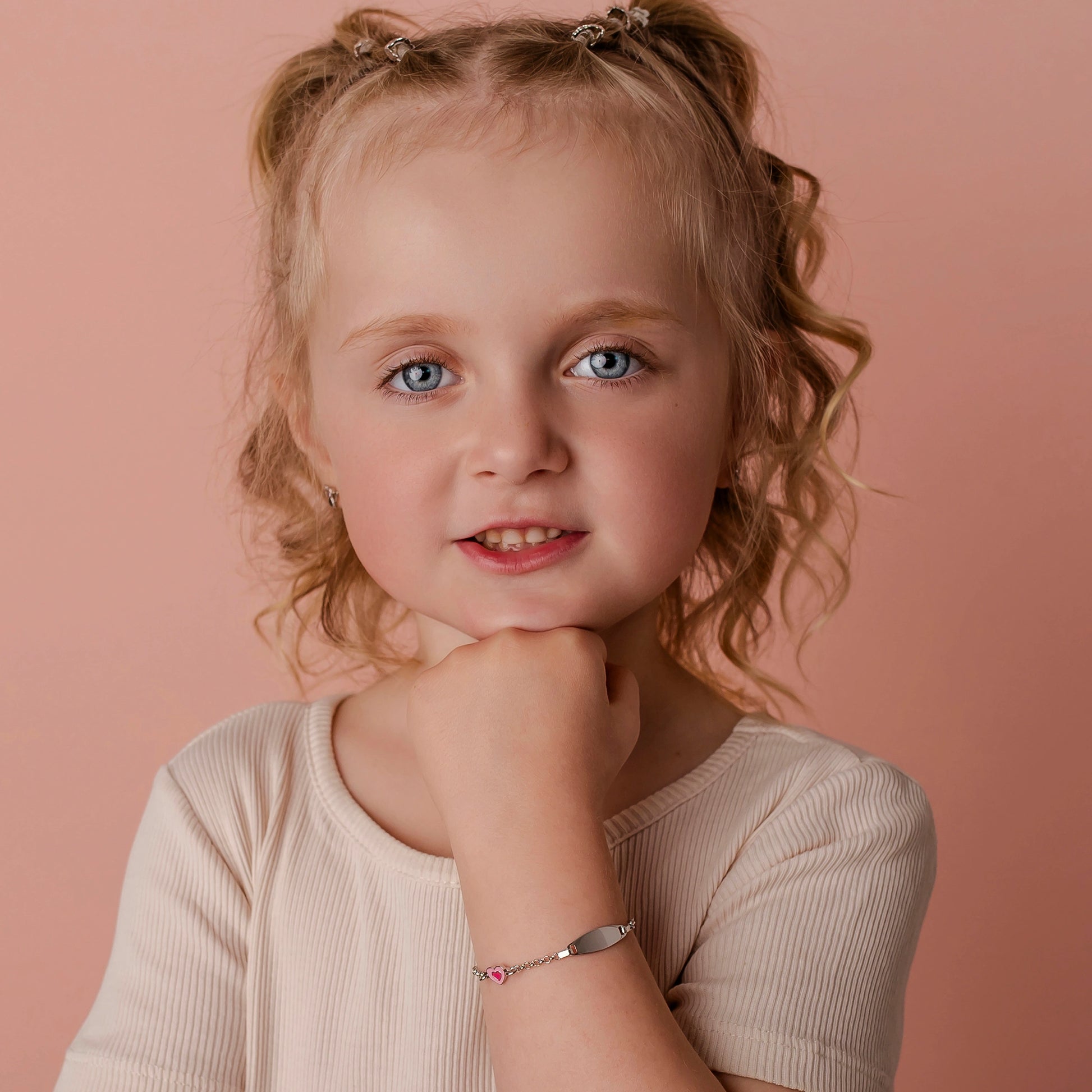 Bracelet avec Cœur Émaillé Rose