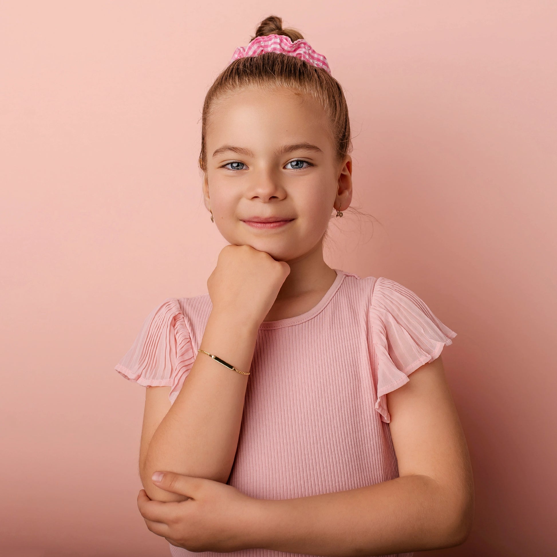 14KT Gold Children's Bracelet with Customizable Tag