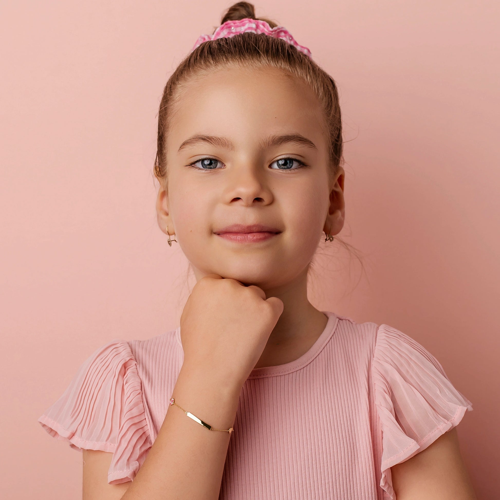 Children's Gold Bracelet with Flower and Heart