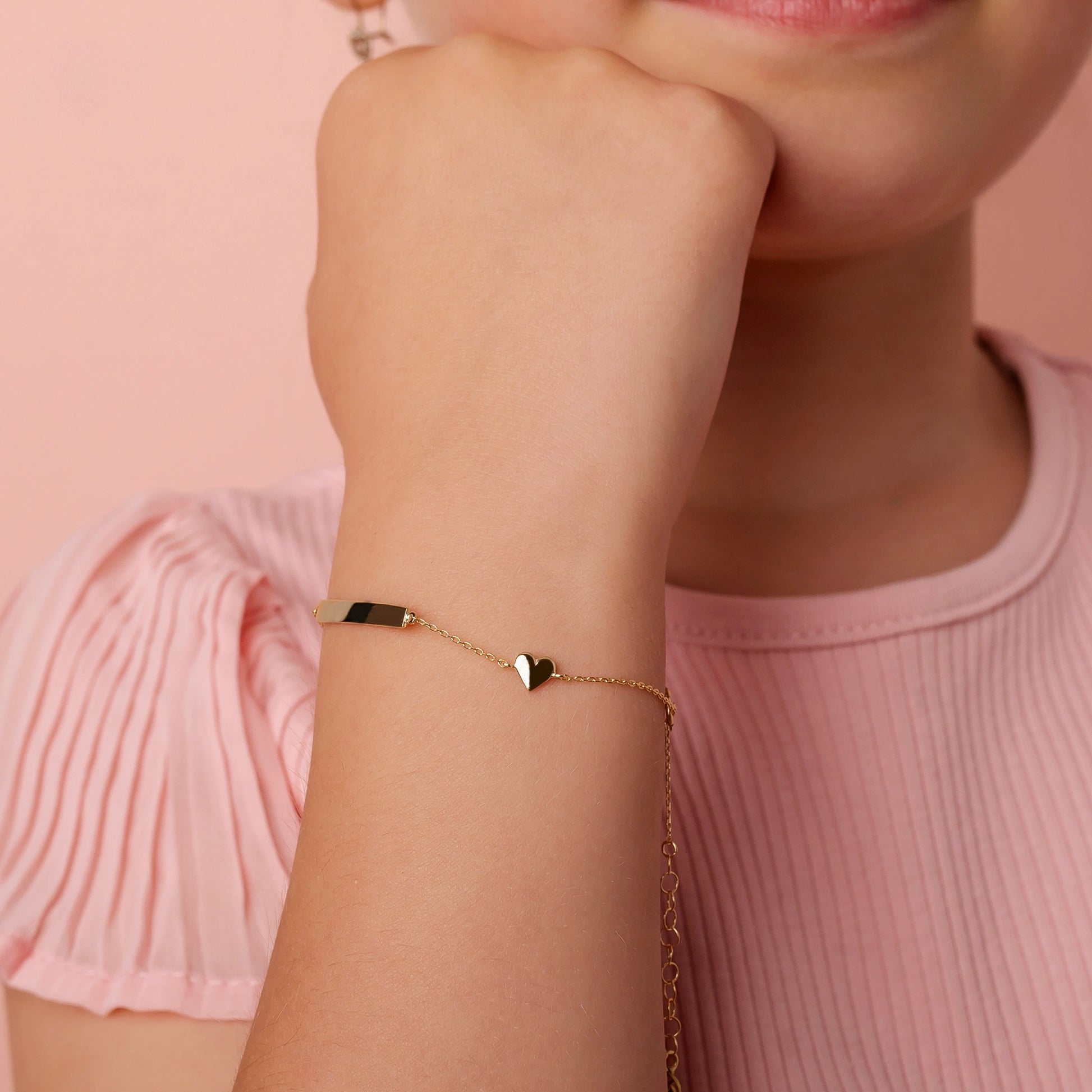 Children's Gold Bracelet with Butterfly and Heart