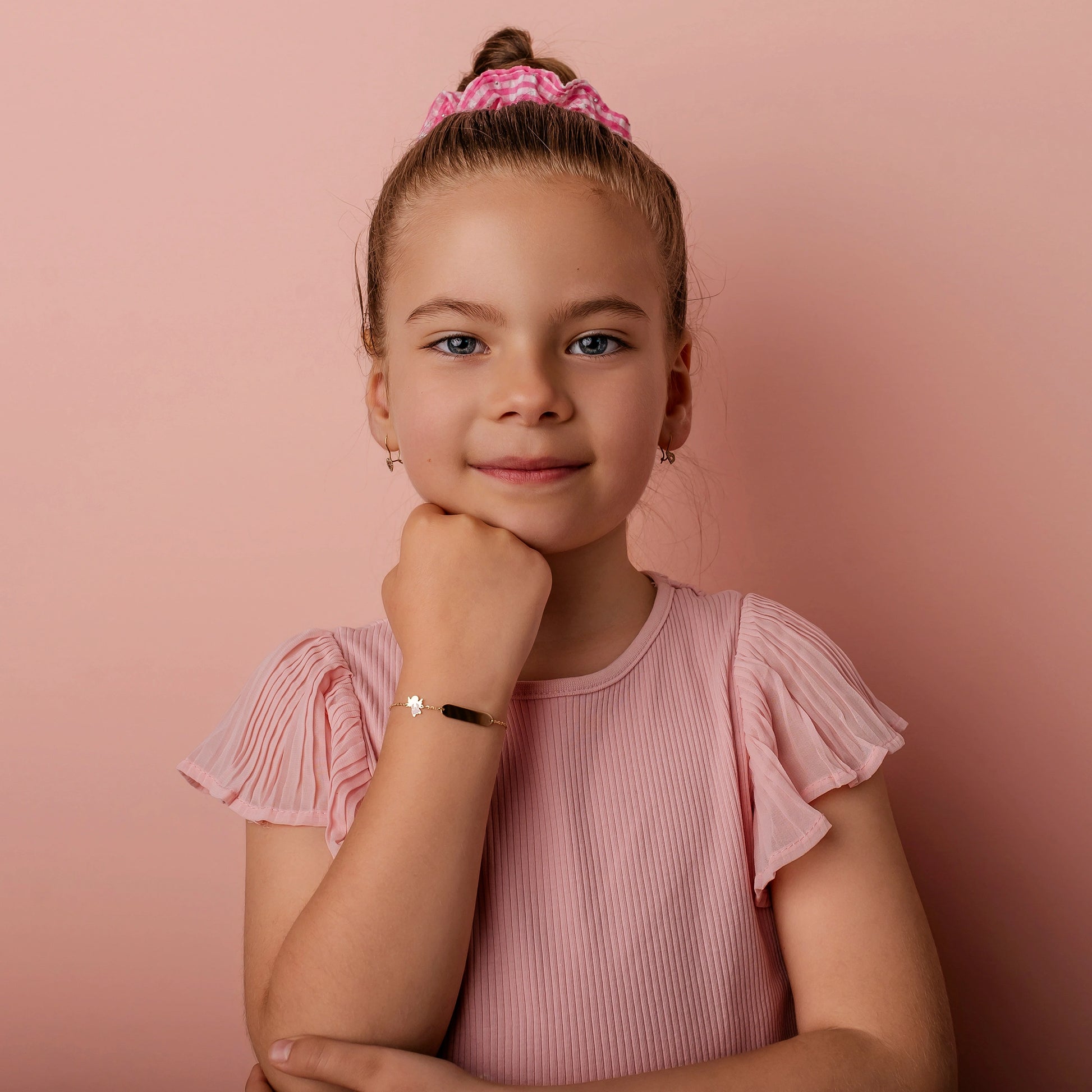 Bracciale da Bambina in Oro con Angioletto Rosa
