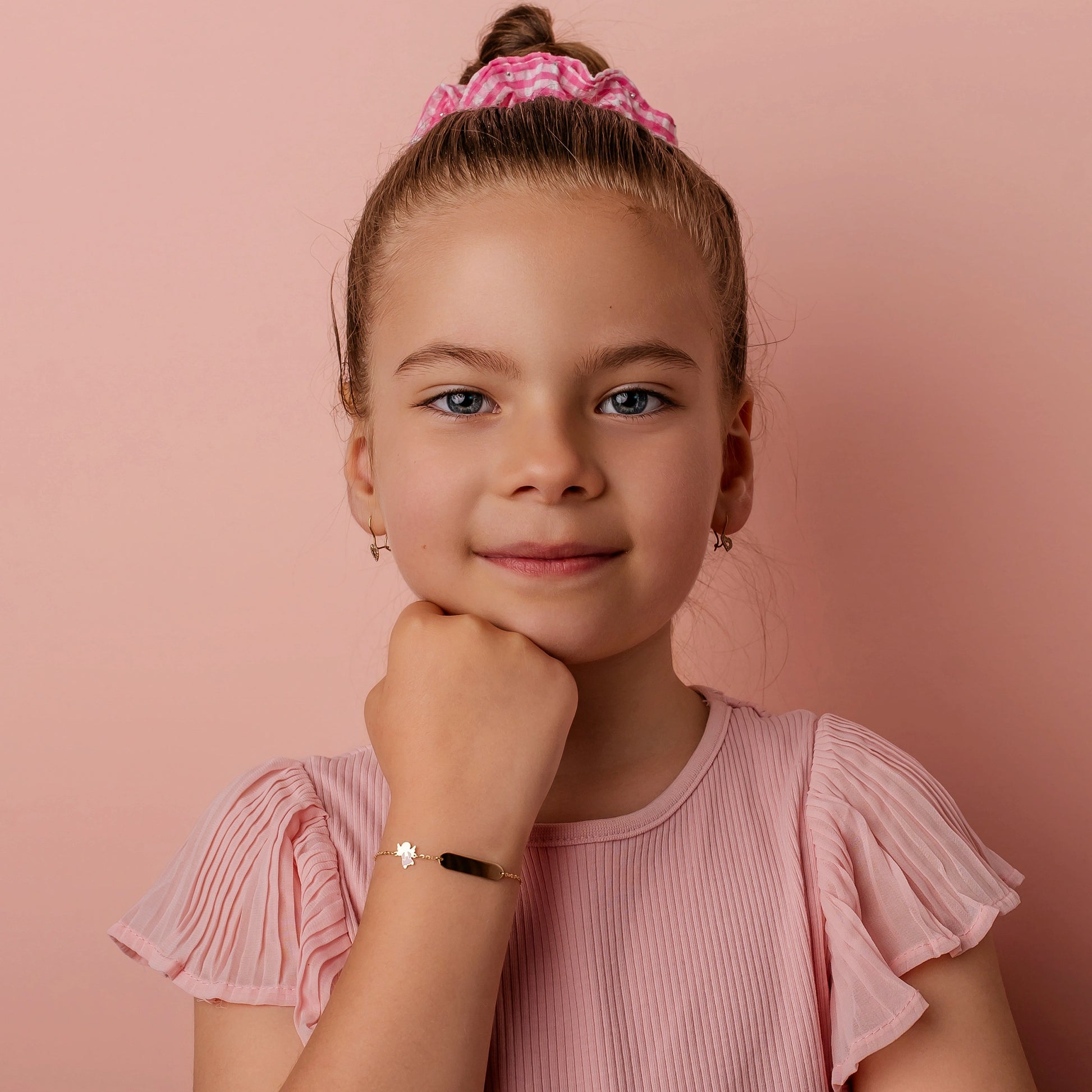 Bracciale da Bambina in Oro con Angioletto Rosa