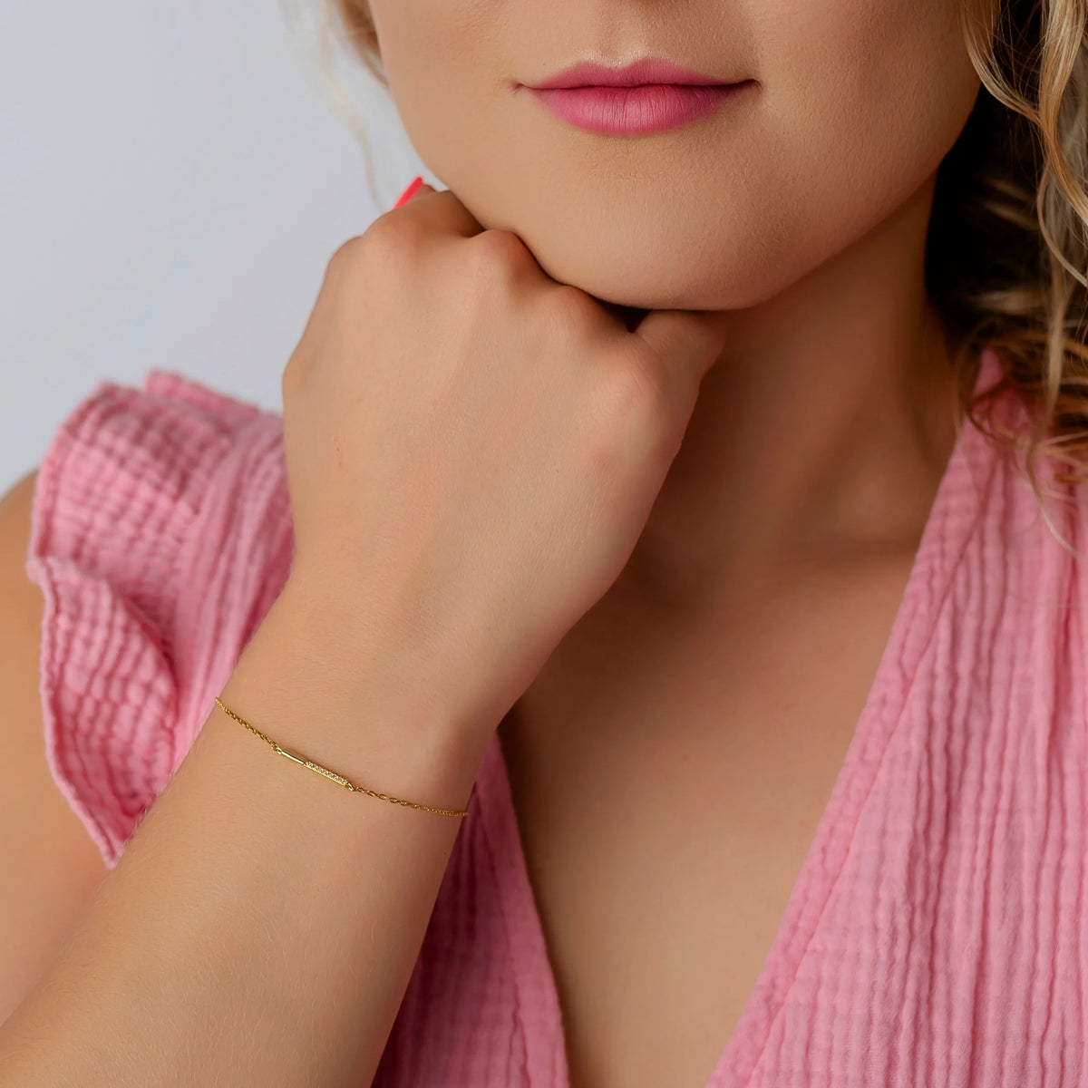 Silberarmband mit Stab und Zirkonia