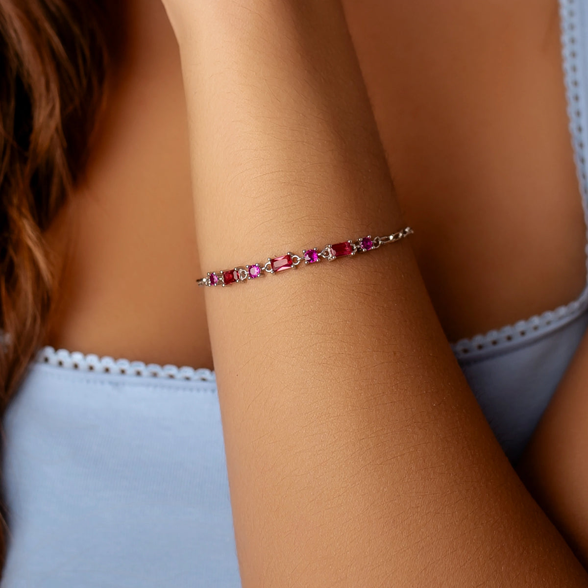 Rhodiniertes Crystal-Armband mit Zirkonia