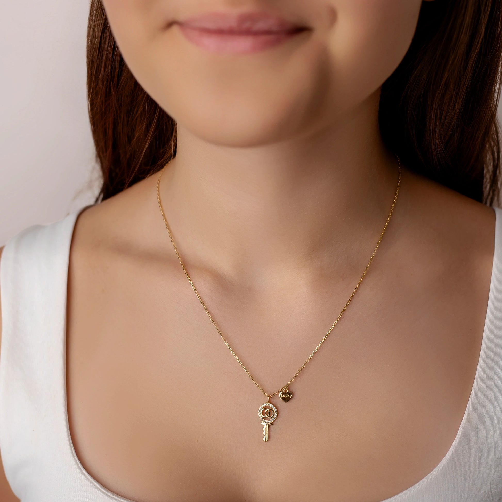 Collar de Plata Lucky Key con Circonitas