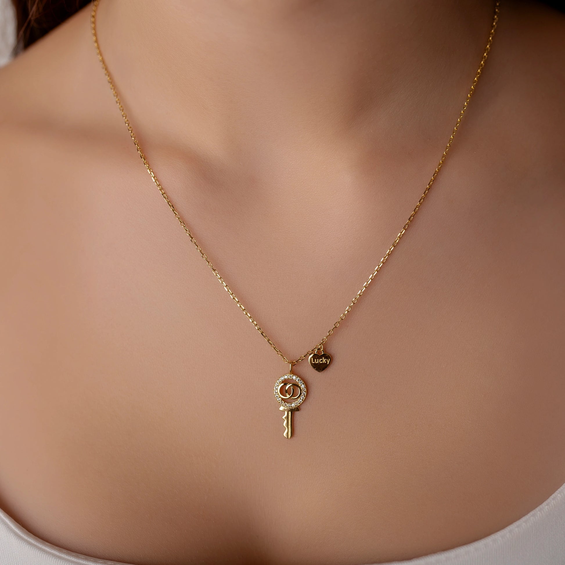 Collar de Plata Lucky Key con Circonitas