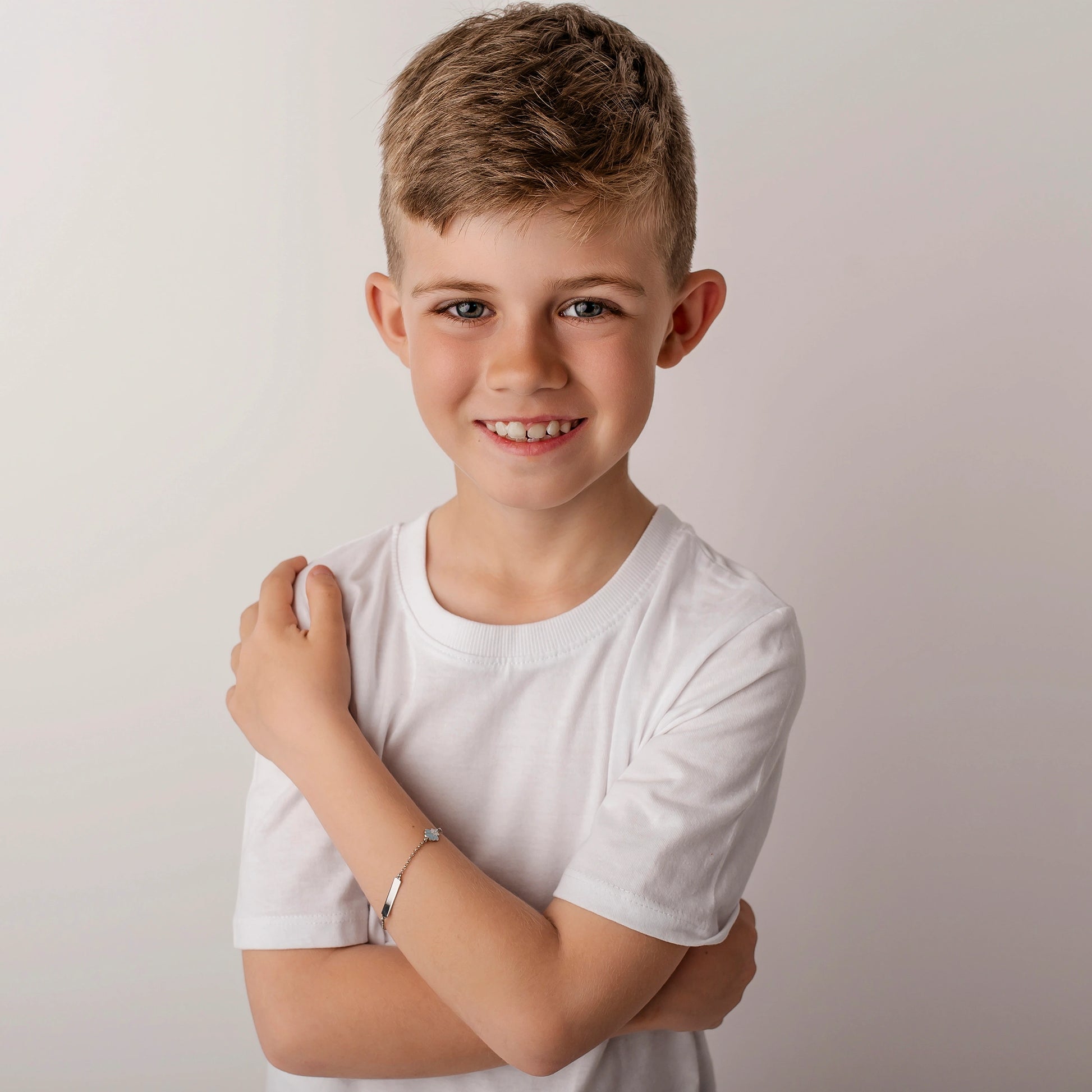 Bracelet en argent pour enfants avec ours polaire bleu