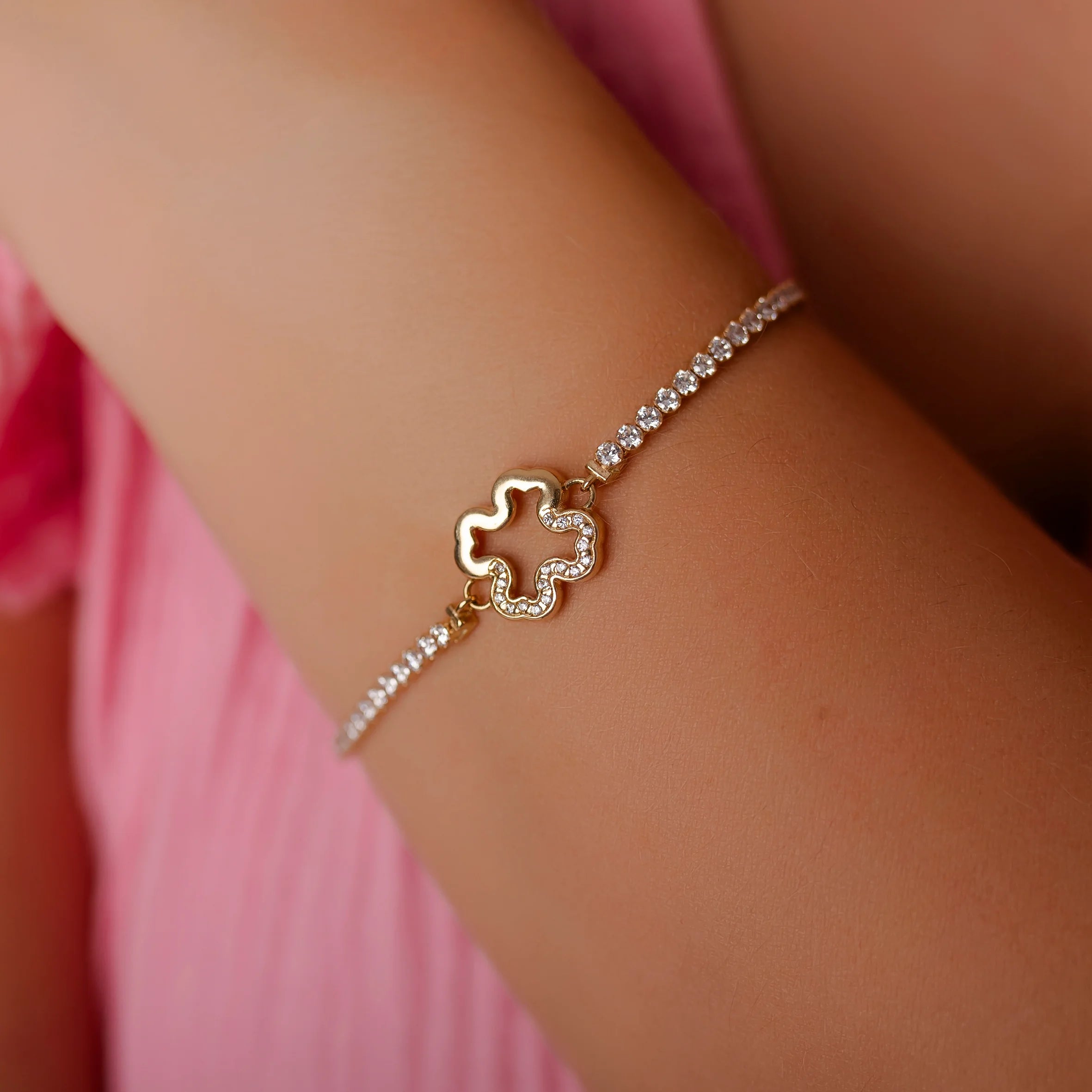 Pulsera Liberty Trébol de Cuatro Hojas en Oro