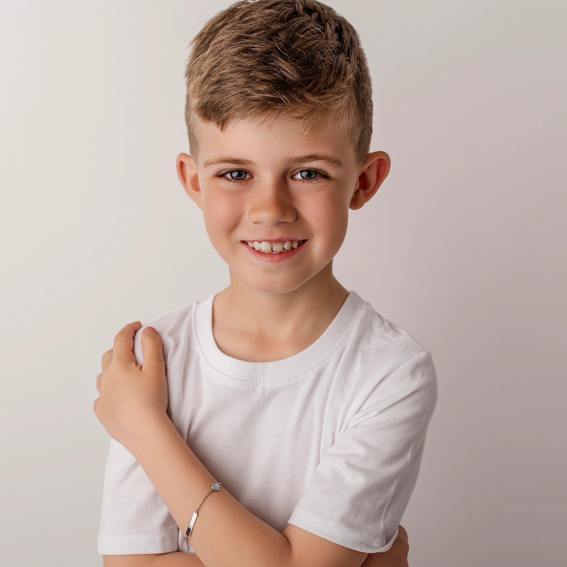 Bracelet en argent pour enfants avec ours polaire bleu
