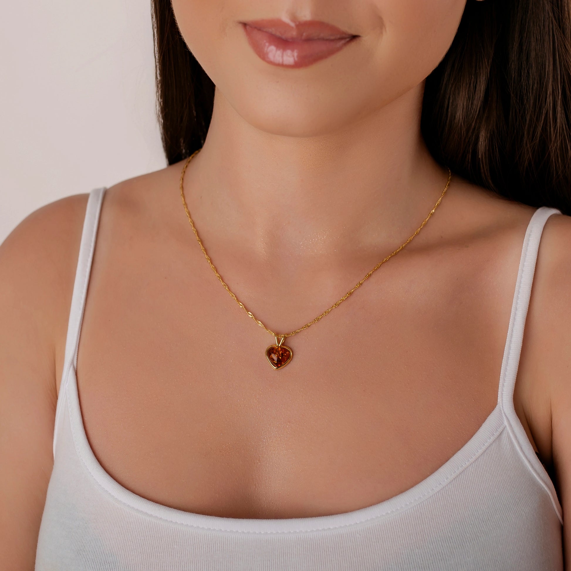 Collana Singapore in Argento Dorato con Ambra