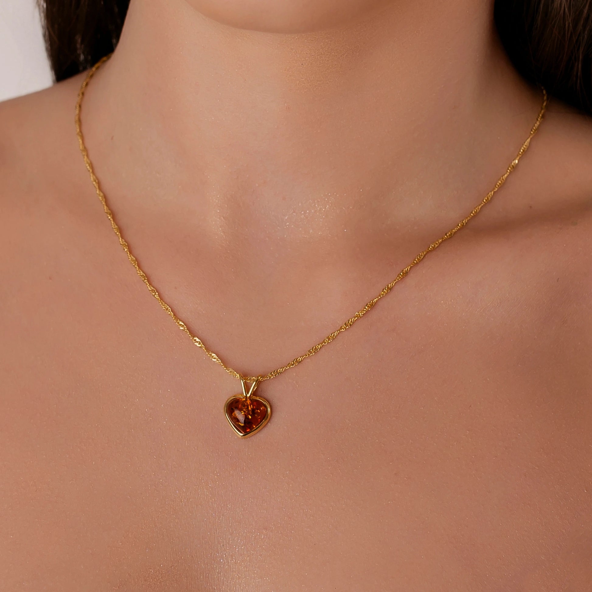 Collana Singapore in Argento Dorato con Ambra