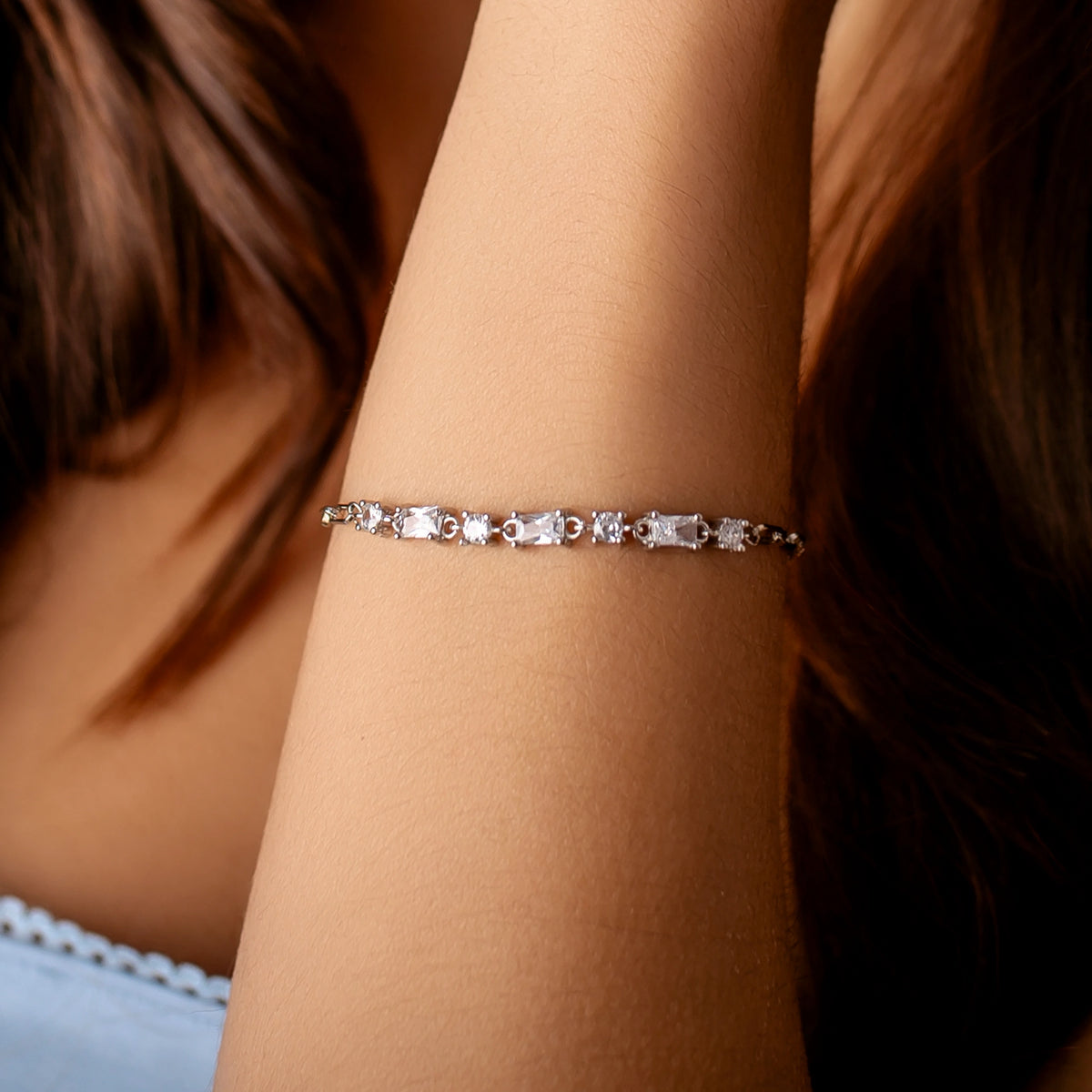 Rhodiniertes Crystal-Armband mit Zirkonia