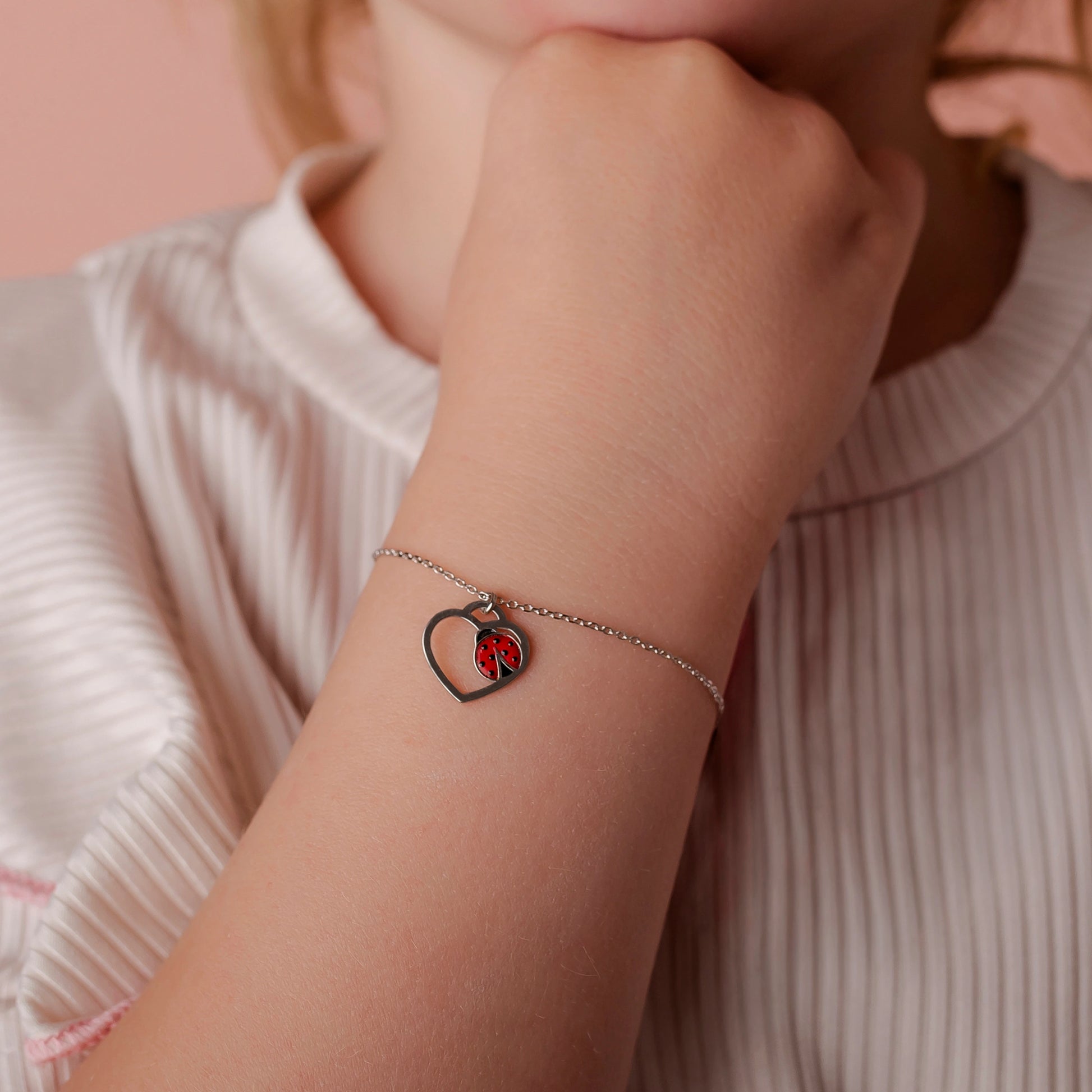 Bracelet with Heart and Ladybug