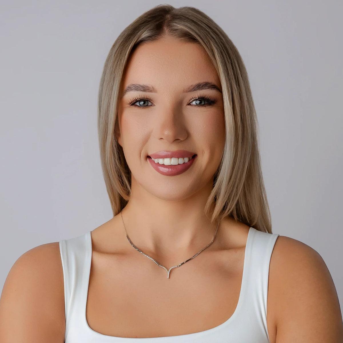 Y Necklace with Half Zircons
