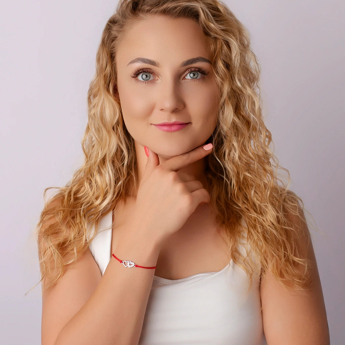 Bracciale in Argento in Cordino con Cuore Doppio