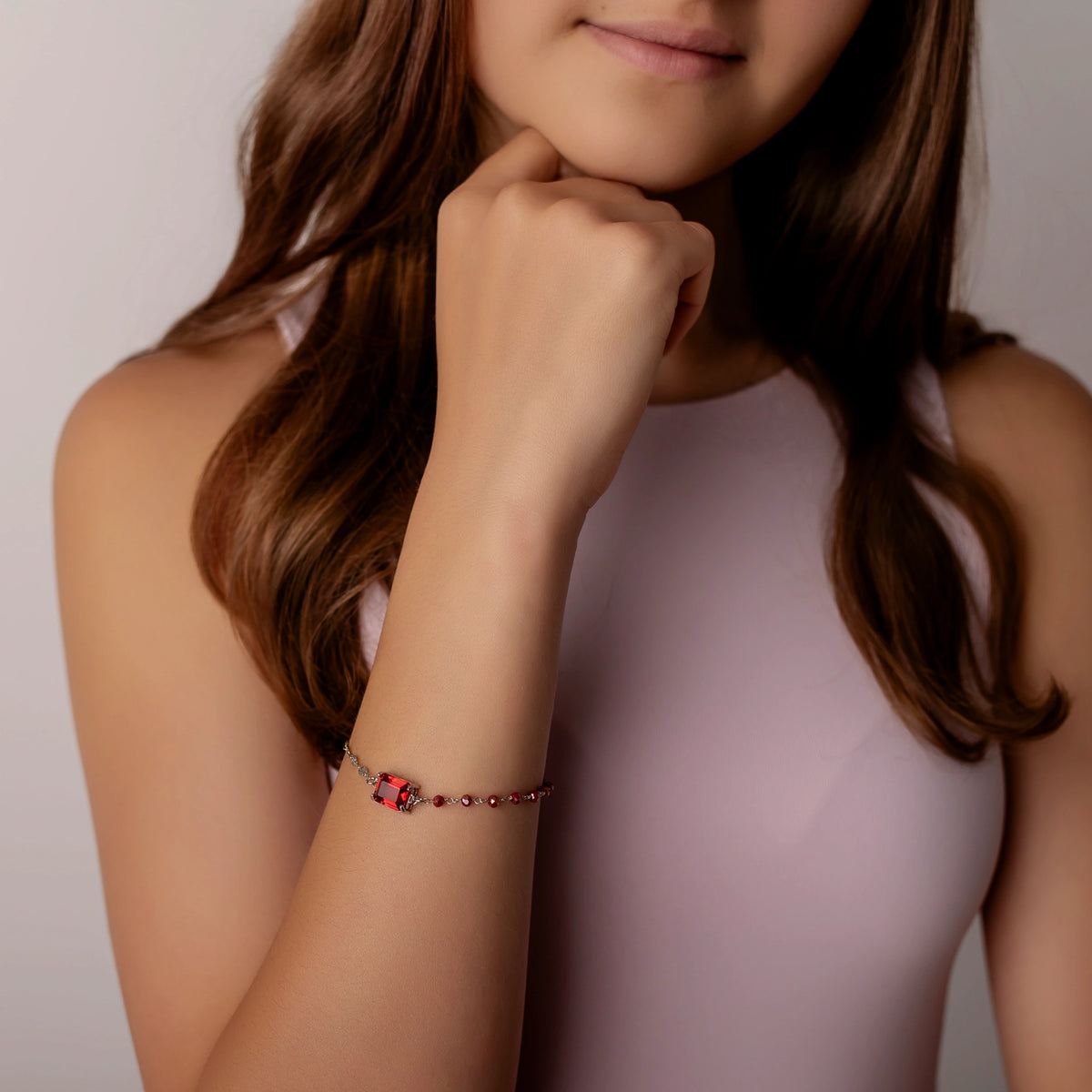 Crystal Square rhodiniertes Armband mit Zirkonia