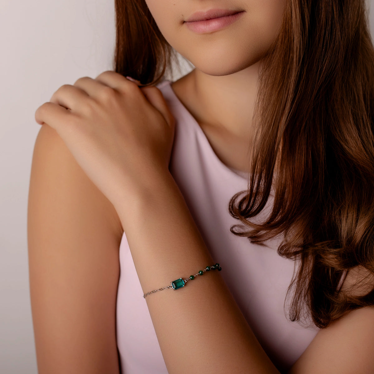 Crystal Square rhodiniertes Armband mit Zirkonia