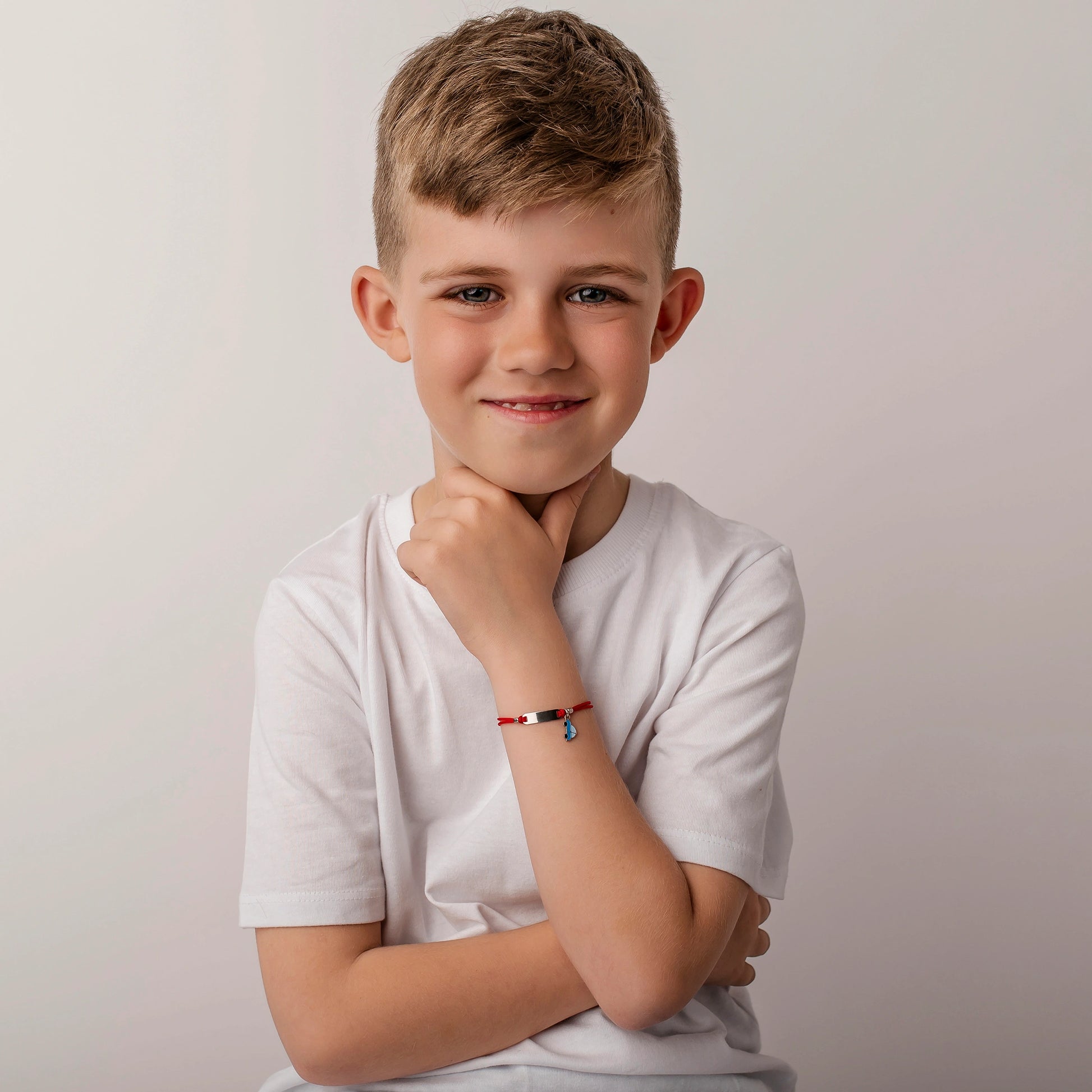 Silver Bracelet for Boys Red Cord Toy Car