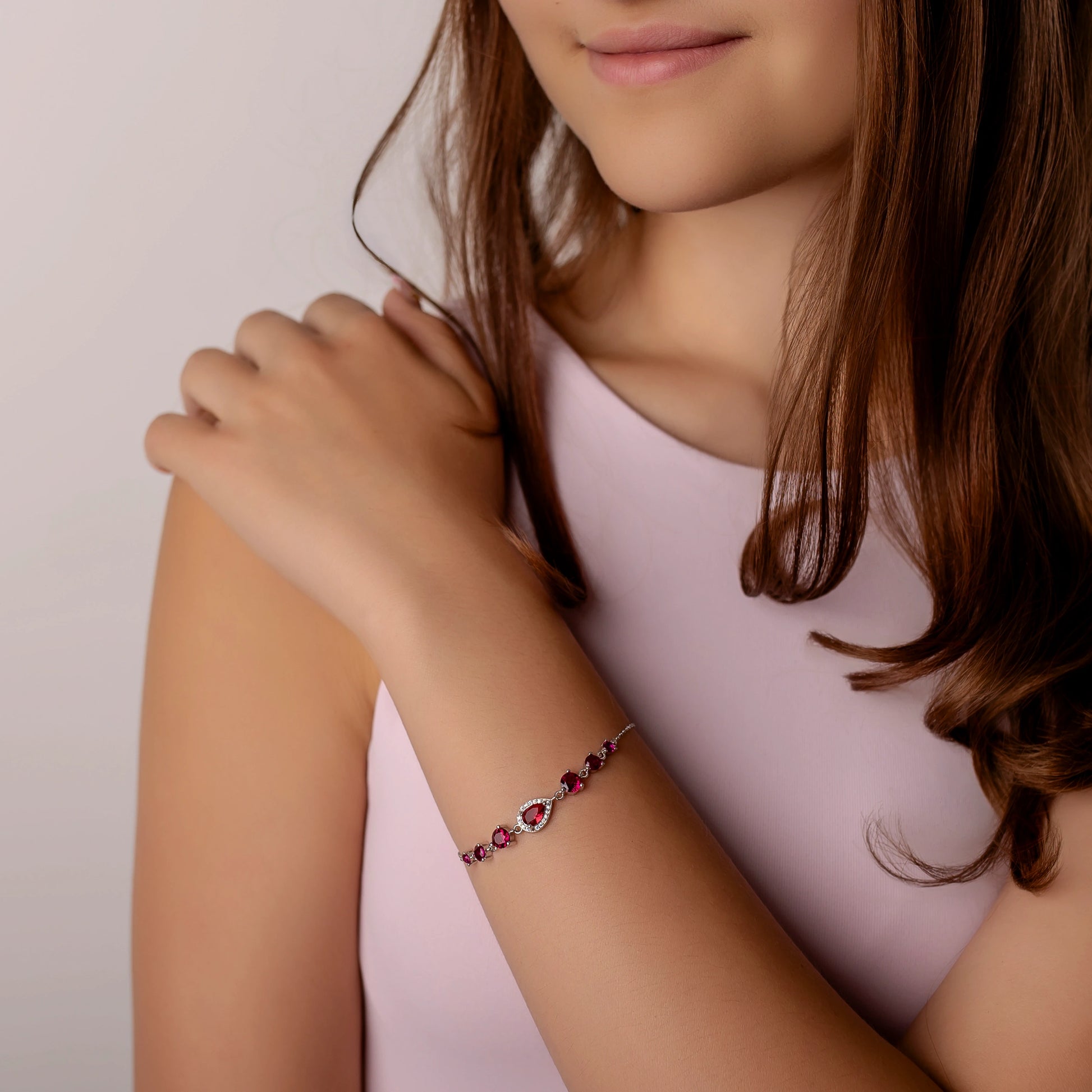 Bracelet Rosée Rhodié avec Zirconiums