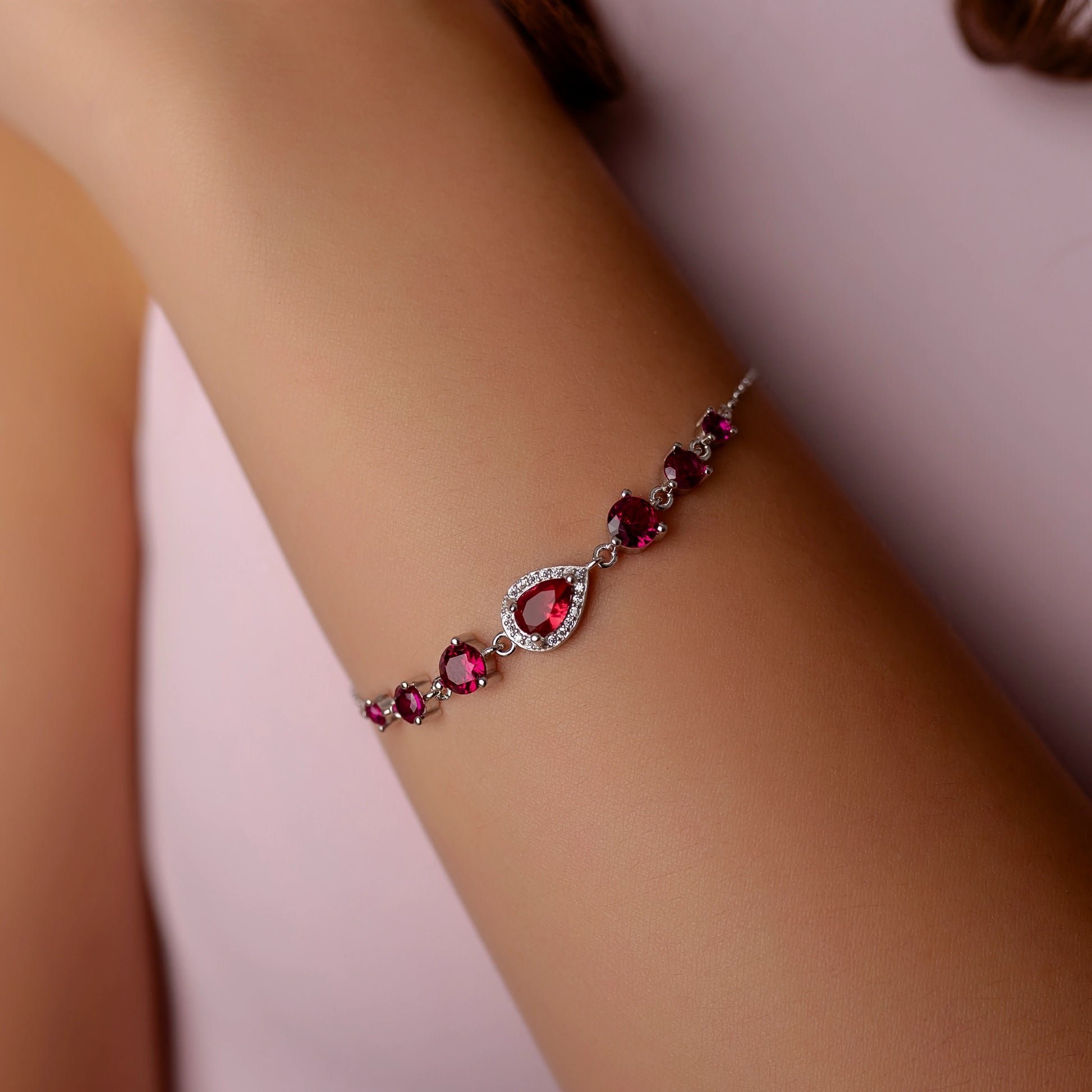Bracelet Rosée Rhodié avec Zirconiums