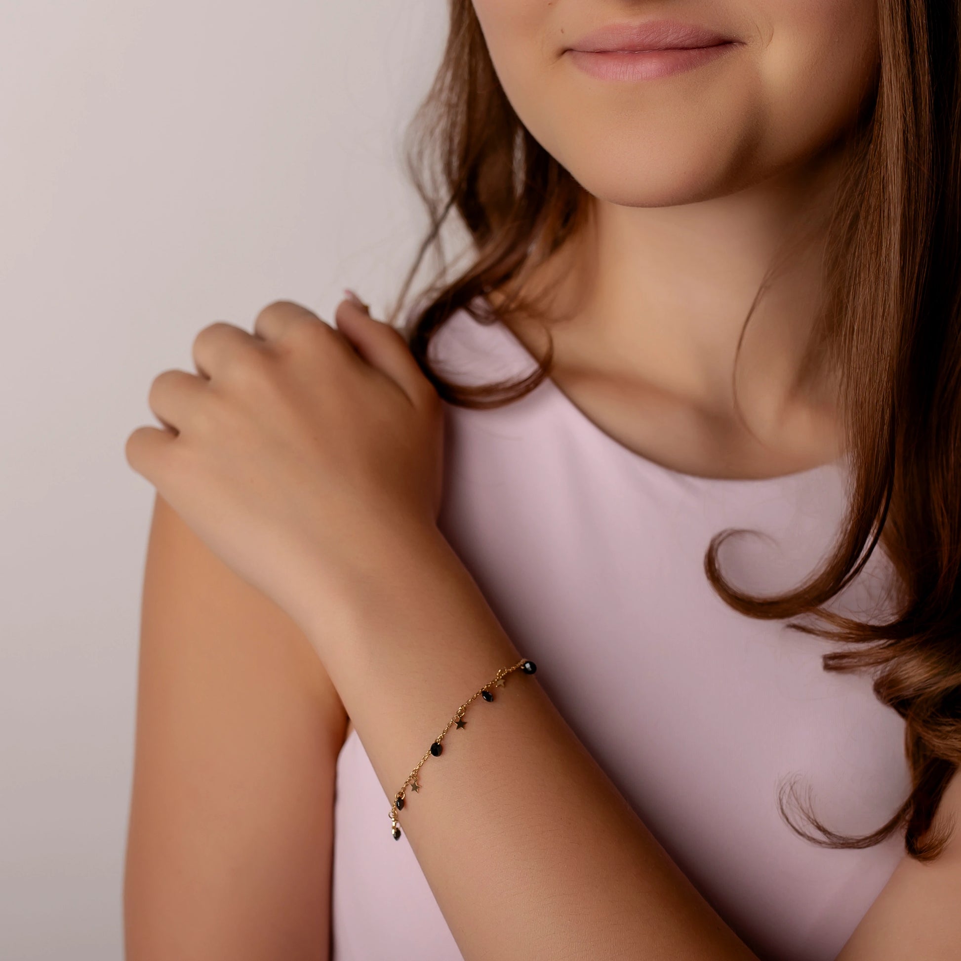 Bracciale in Argento Dorato Stelle e Zirconi