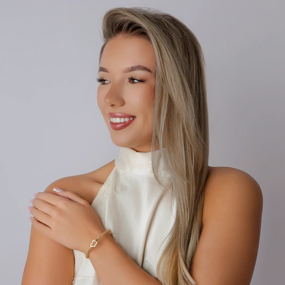 Heart Silver Rigid Bracelet