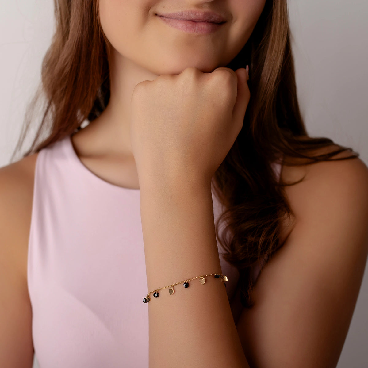 Silver Bracelet with Hearts and Zirconia