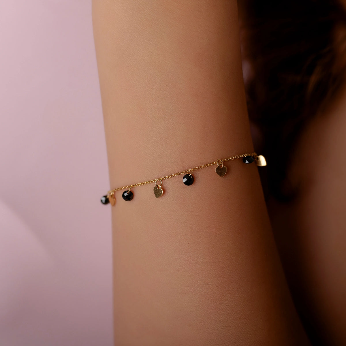Silver Bracelet with Hearts and Zirconia