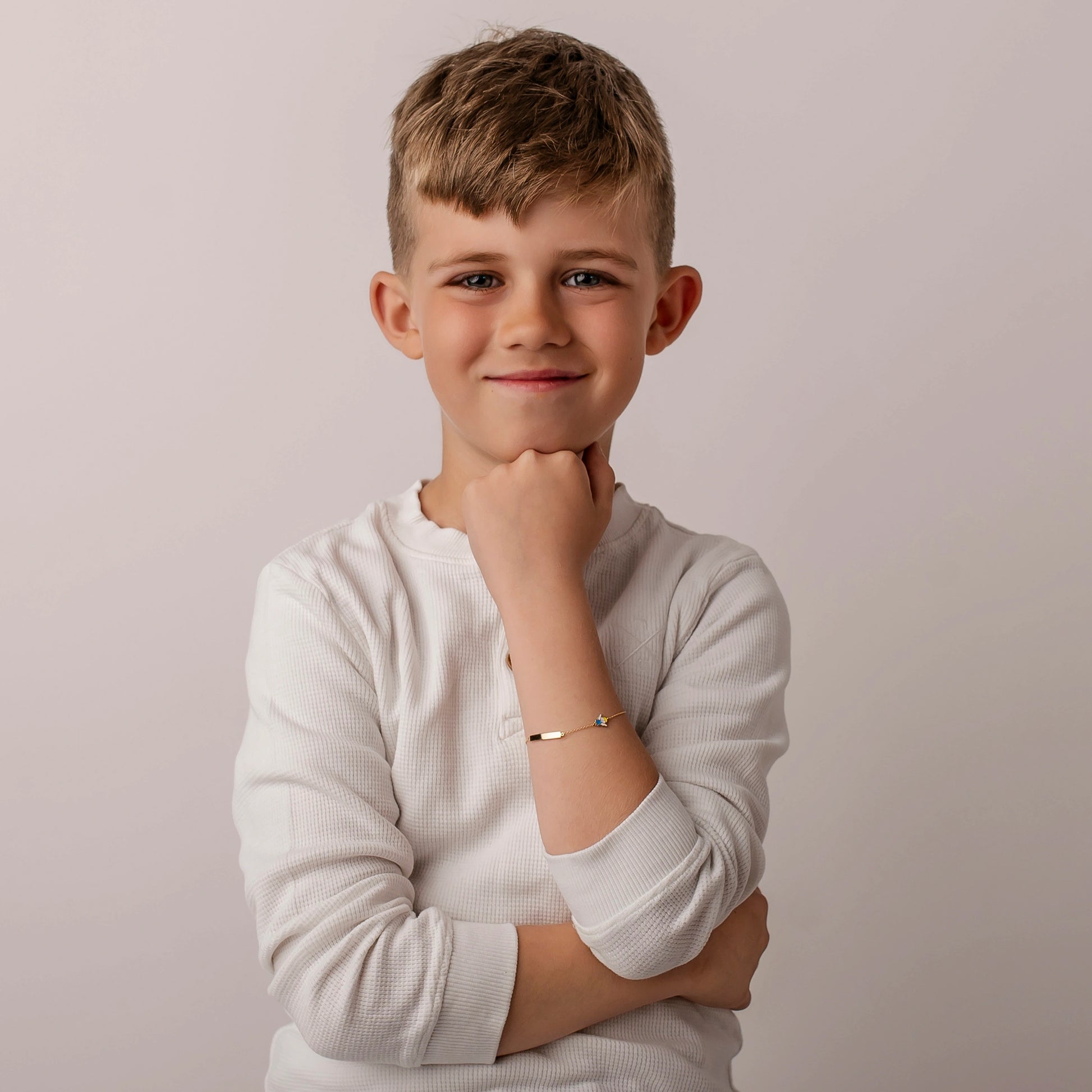 Children's Gold Bracelet with Blue Angel and Heart