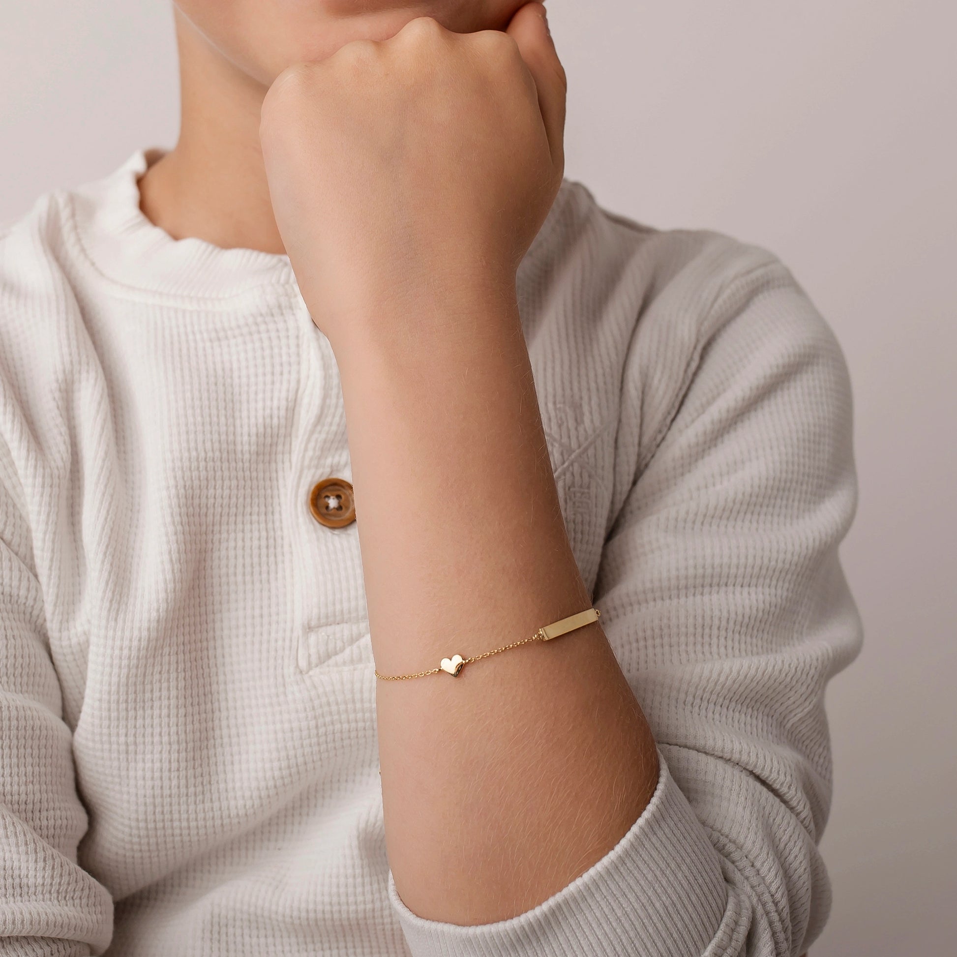 Children's Gold Bracelet with Blue Angel and Heart
