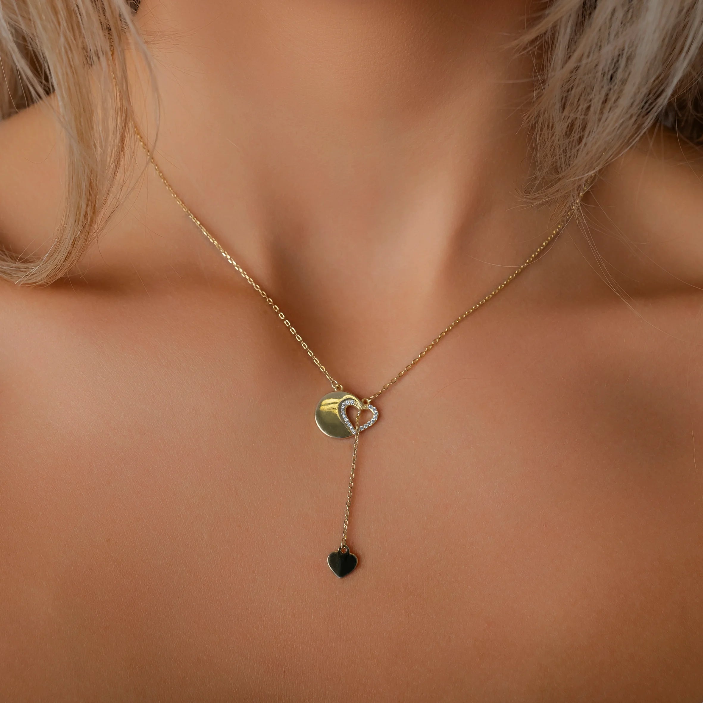 Collana in Argento con Cuore e Cuore Pendente