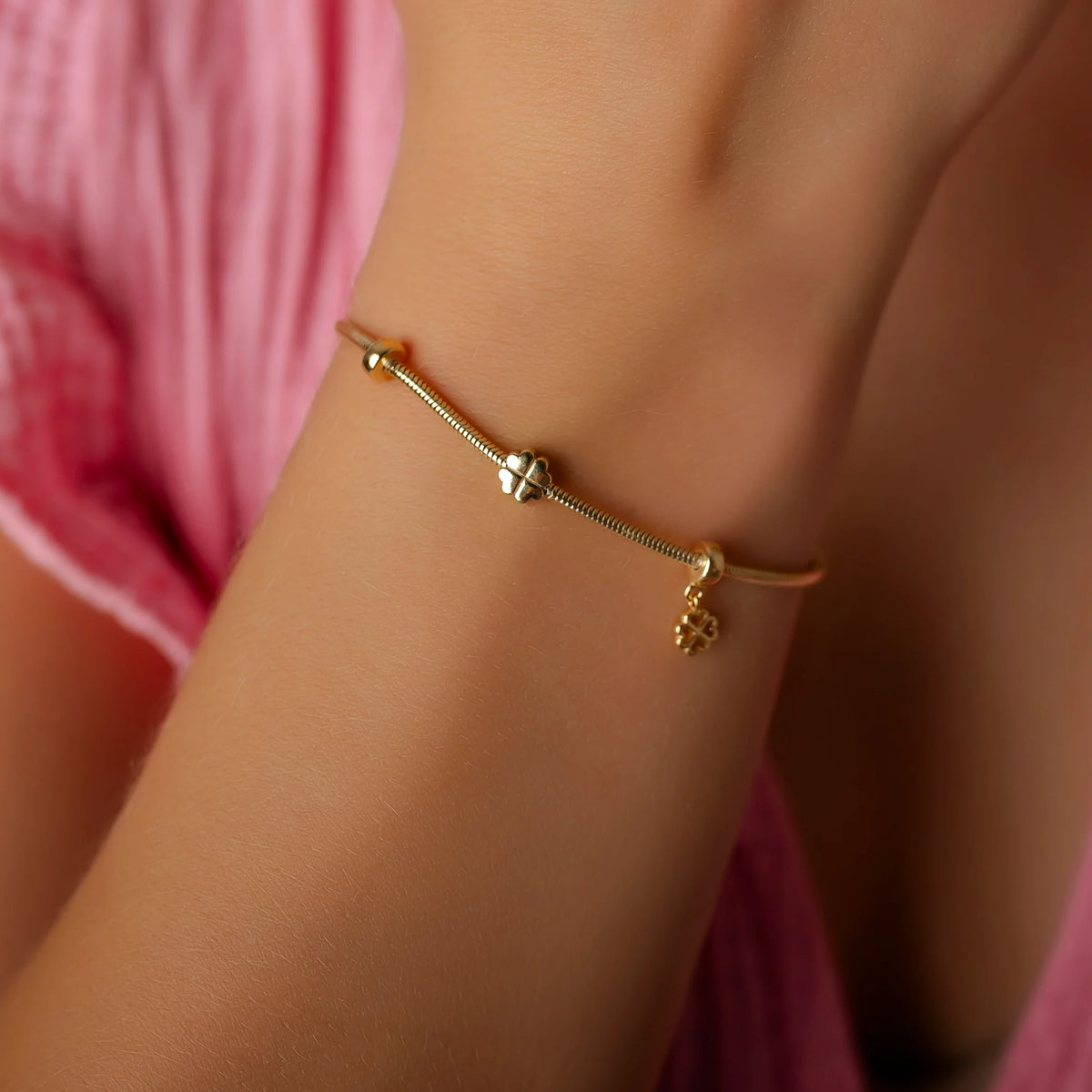 Bracciale Argento Charm Quadrifoglio