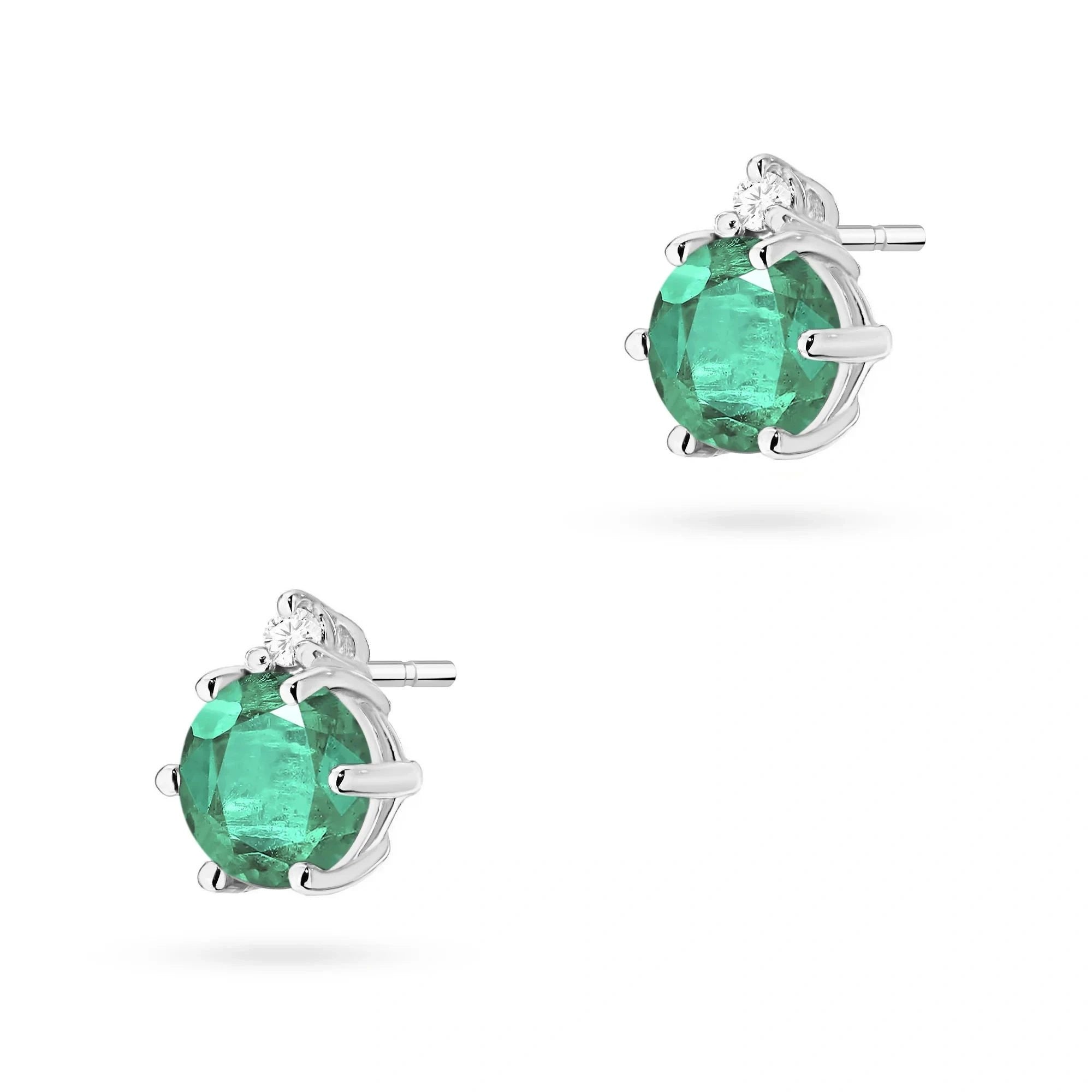 Pendientes Isis en Oro con Esmeralda 0,50ct y Diamantes