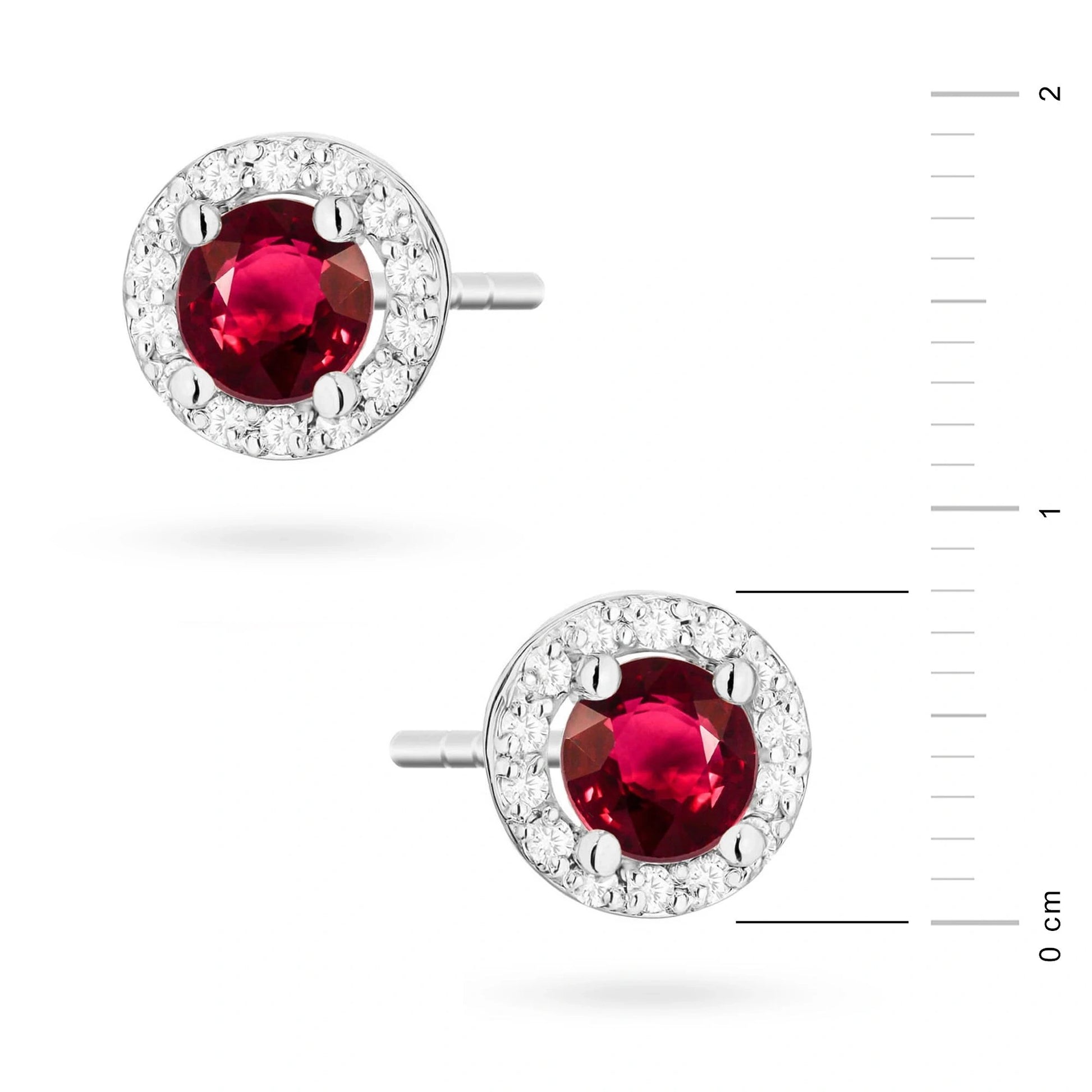 Halo-Ohrringe aus Gold mit 0,60 ct Rubin und 28 Diamanten