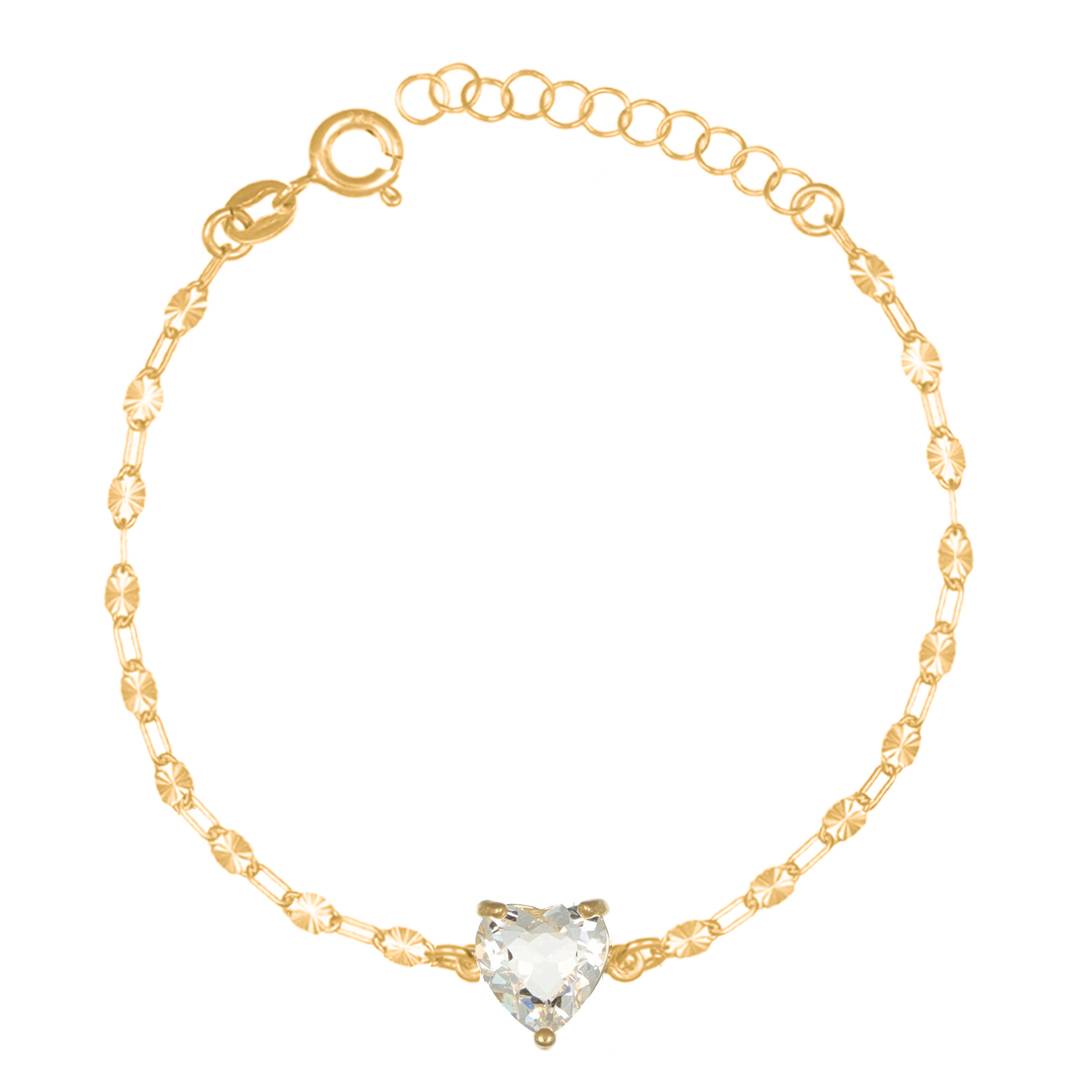 Pulsera Crystal Heart Dorada con Circonio