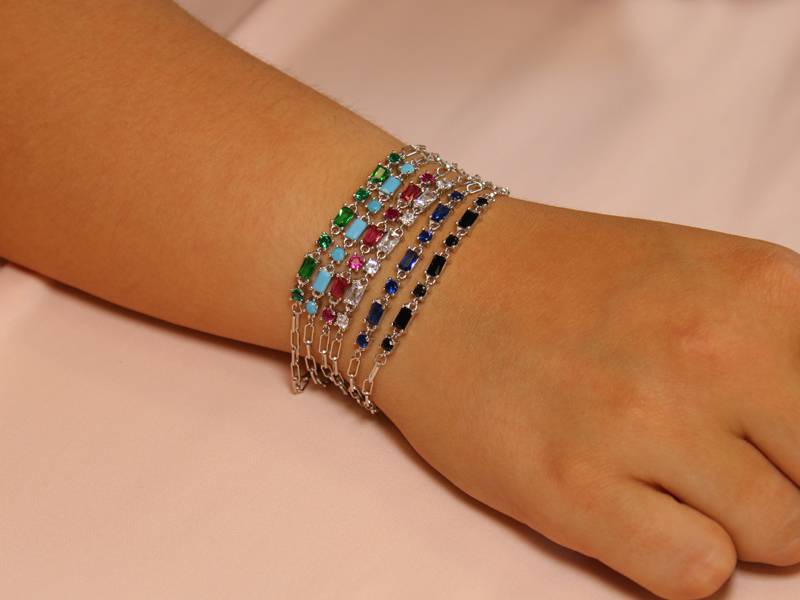 Bracciale Crystal Rodiato con Zirconi Azzurri