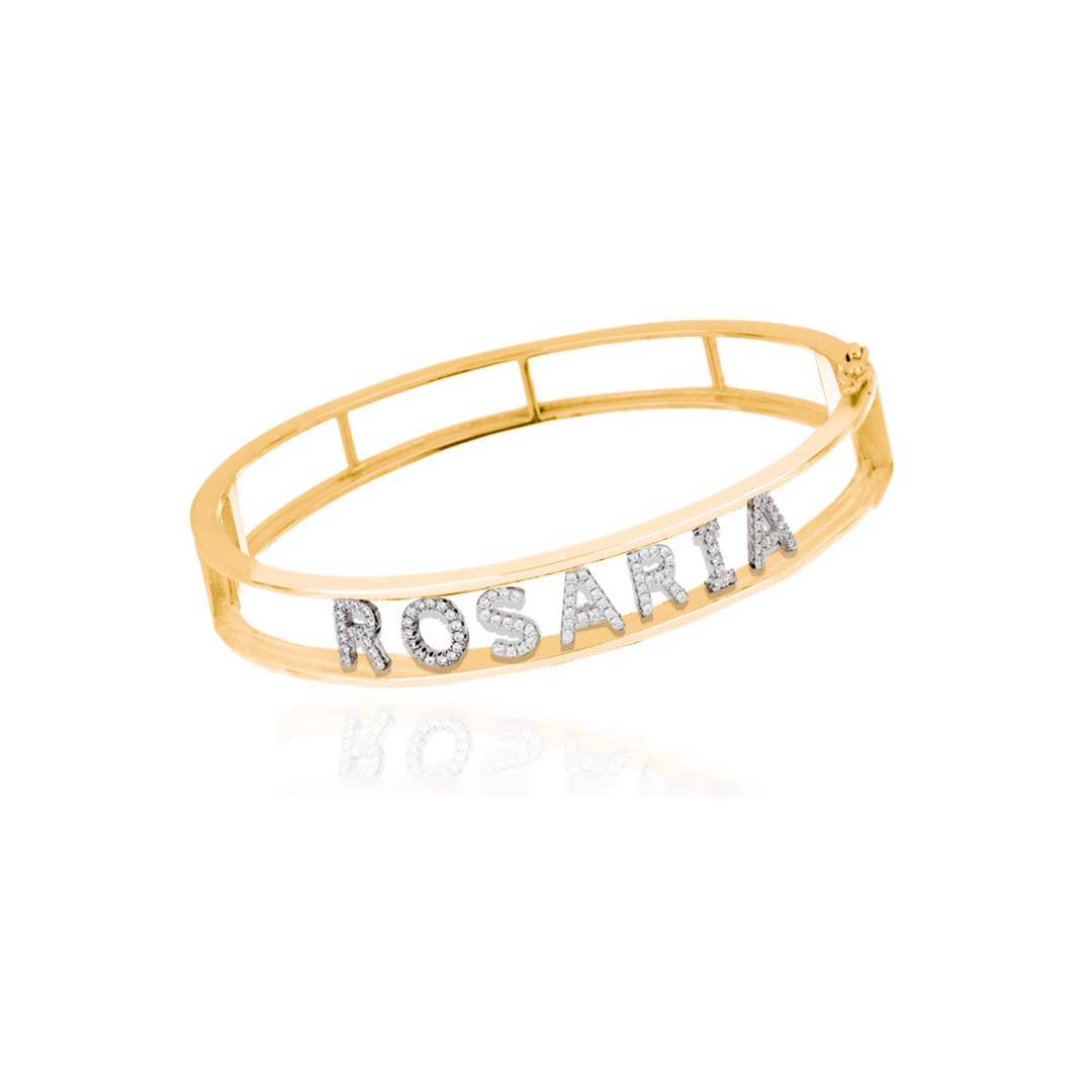 Bracciale Bangle Dorato con Nome Personalizzabile