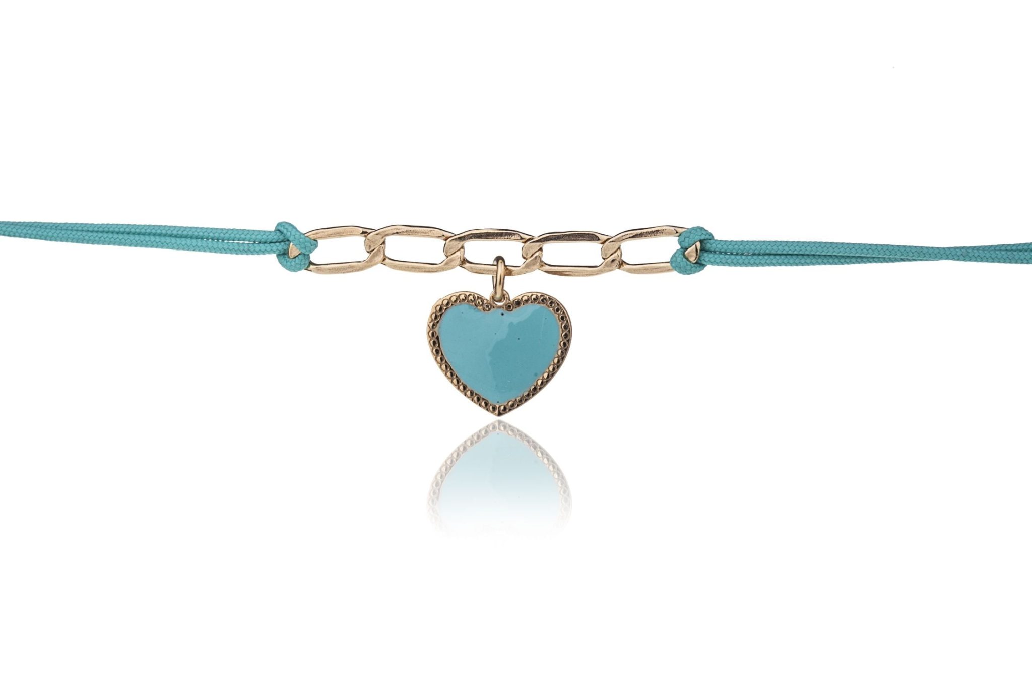 Bracciale Dorato con Cuore Smaltato Turchese