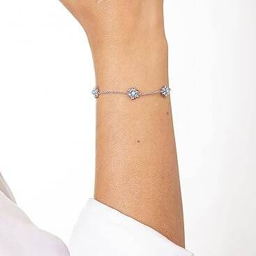 Bracciale Rodiato Tre Fiori Turchese