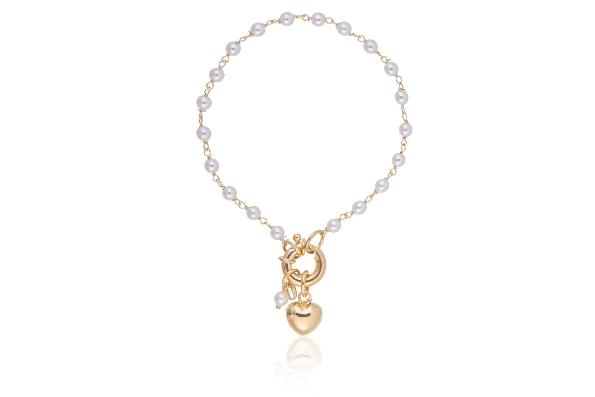 Armband Goldfarben mit Perlen und gewölbtem Herz