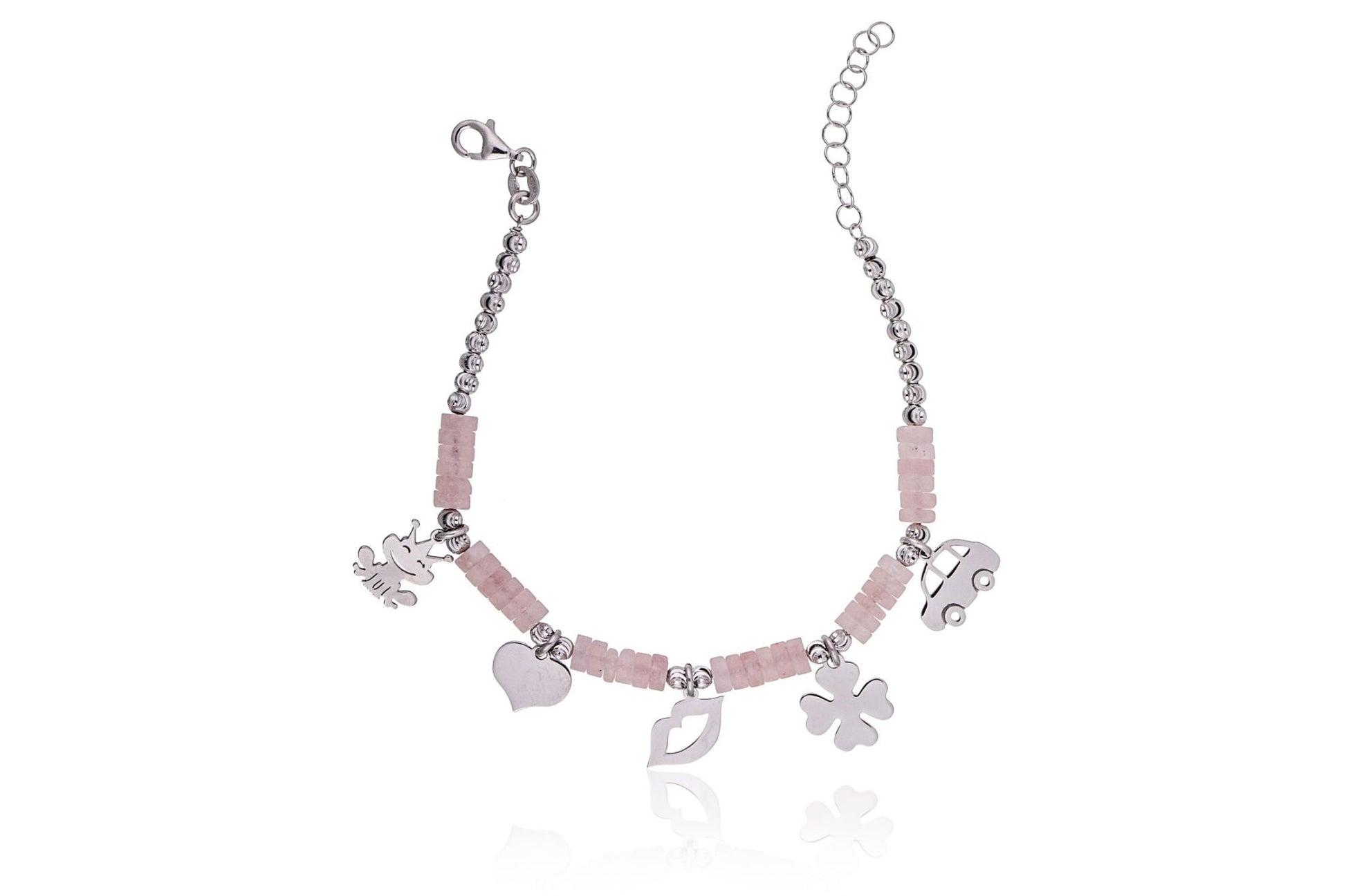 Bracciale Fantasia Anellini in Quarzo Rosa