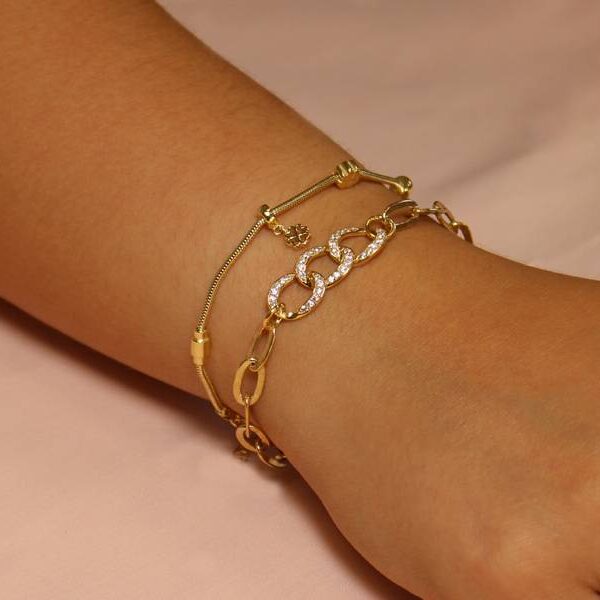 Bracciale Grumetta Dorato con Strass