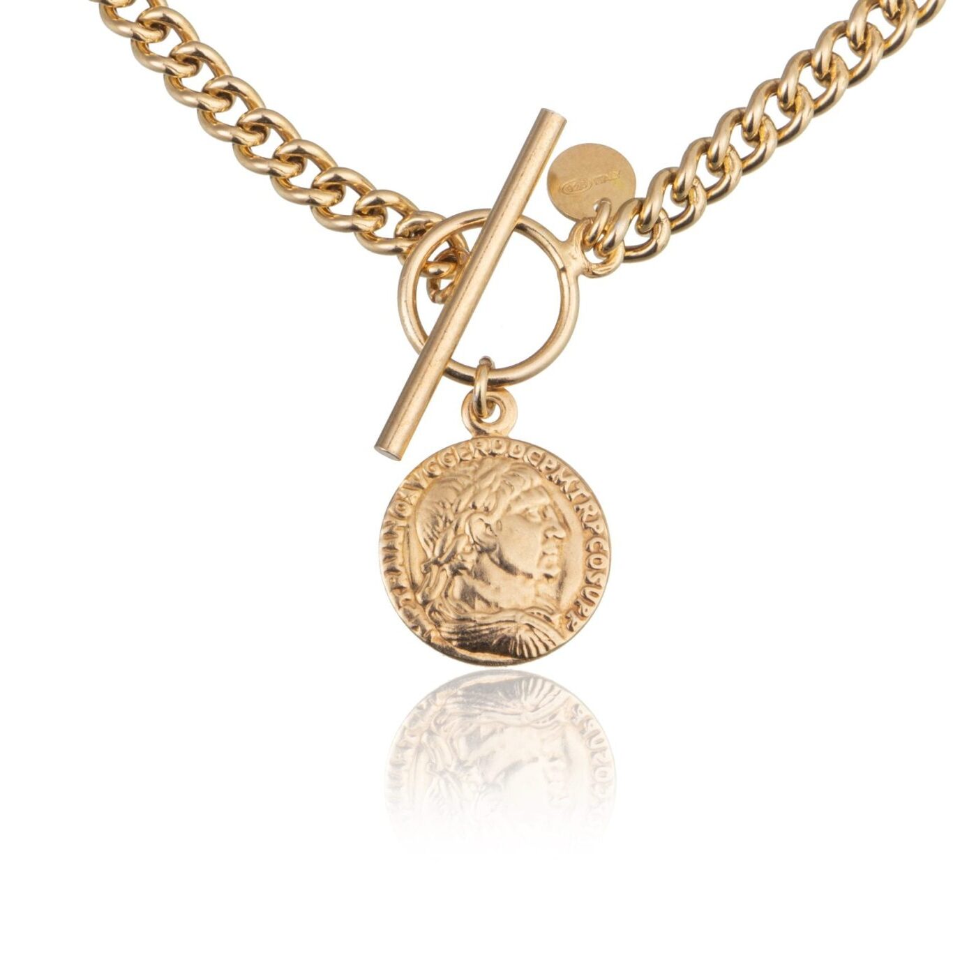 Golden Silver Bracelet with Coin and Bayonet Clasp